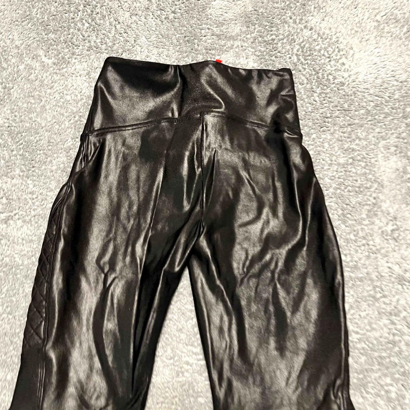 Spanx SPANX Legging Womens Medium Quilted Faux Leather Shiny MOTO Metallic Pants 20248 Black M Womens Size 32" / US 10 / IT 46 - 4 Thumbnail