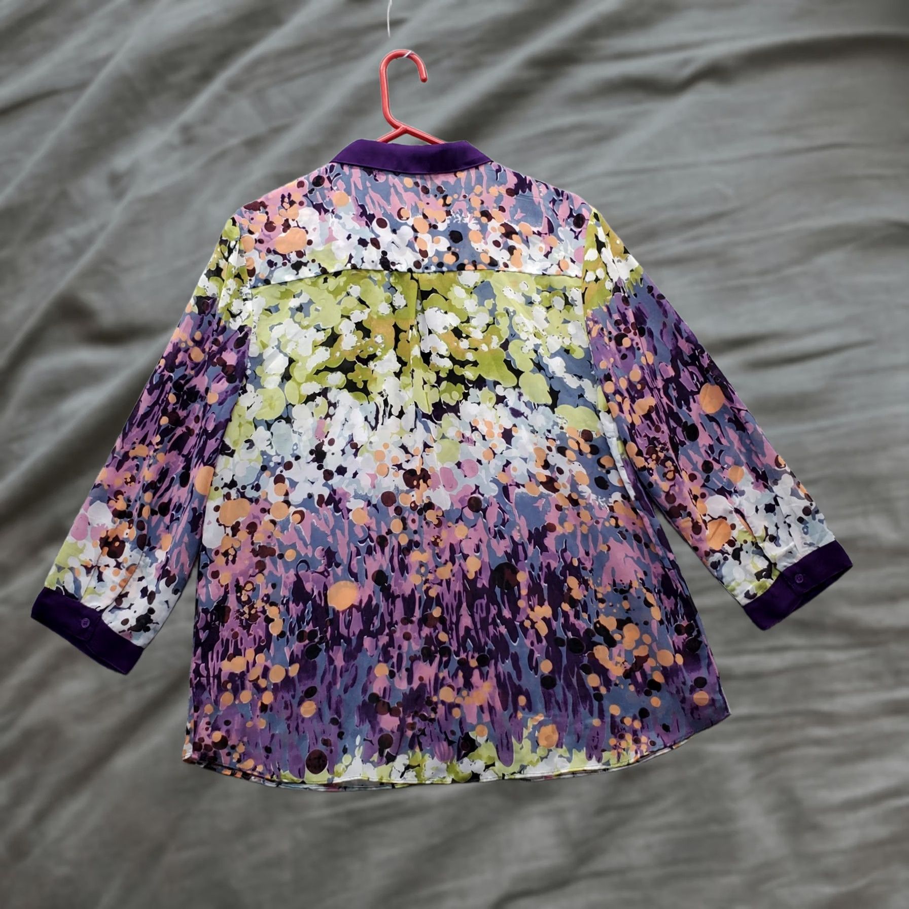 Vintage W118 by Walter Baker Blouse Top Womens Large Multi Sheer Collared Button Down Size L / US 10 / IT 46 - 1 Thumbnail