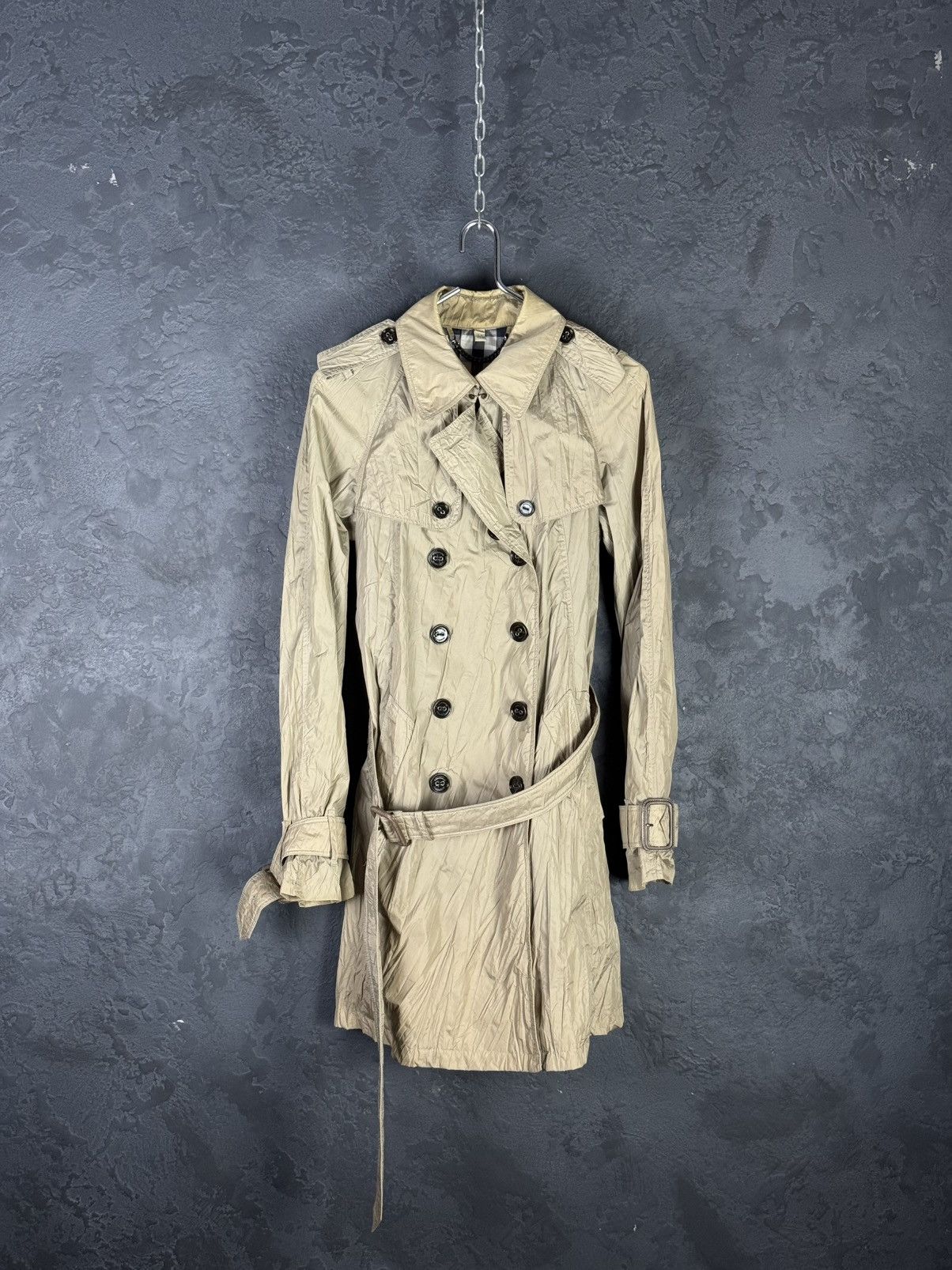 Burberry BURBERRY Beige Nylon Belted Women’s Double Trench Coat Size M / US 6-8 / IT 42-44 - 4 Thumbnail