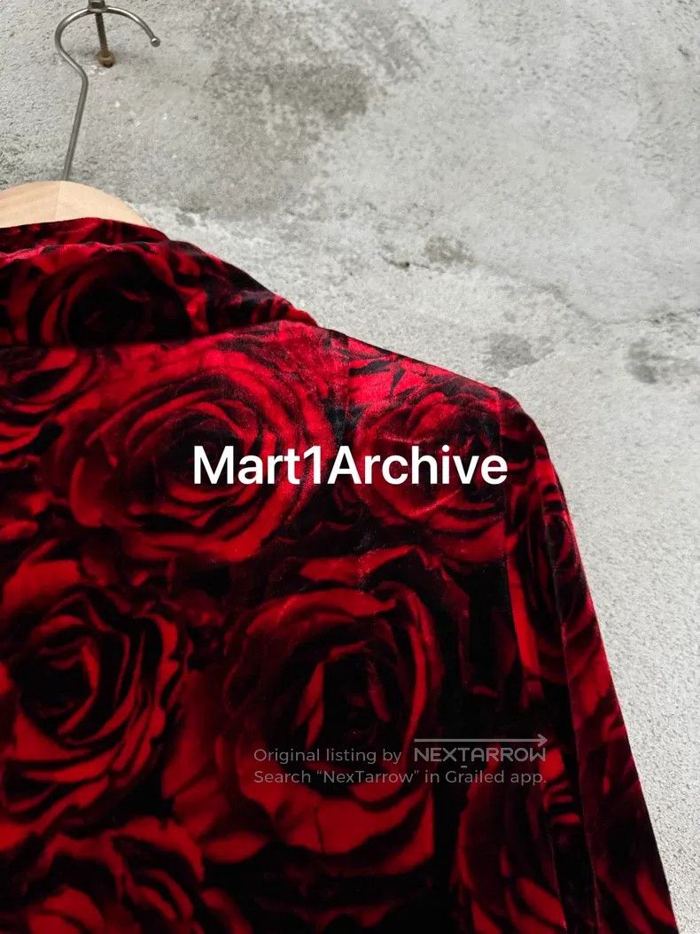 Dries Van Noten DRIES VAN NOTEN Red Velvet Rose Dress Coat Size XXS / US 00 / IT 34 - 3 Thumbnail