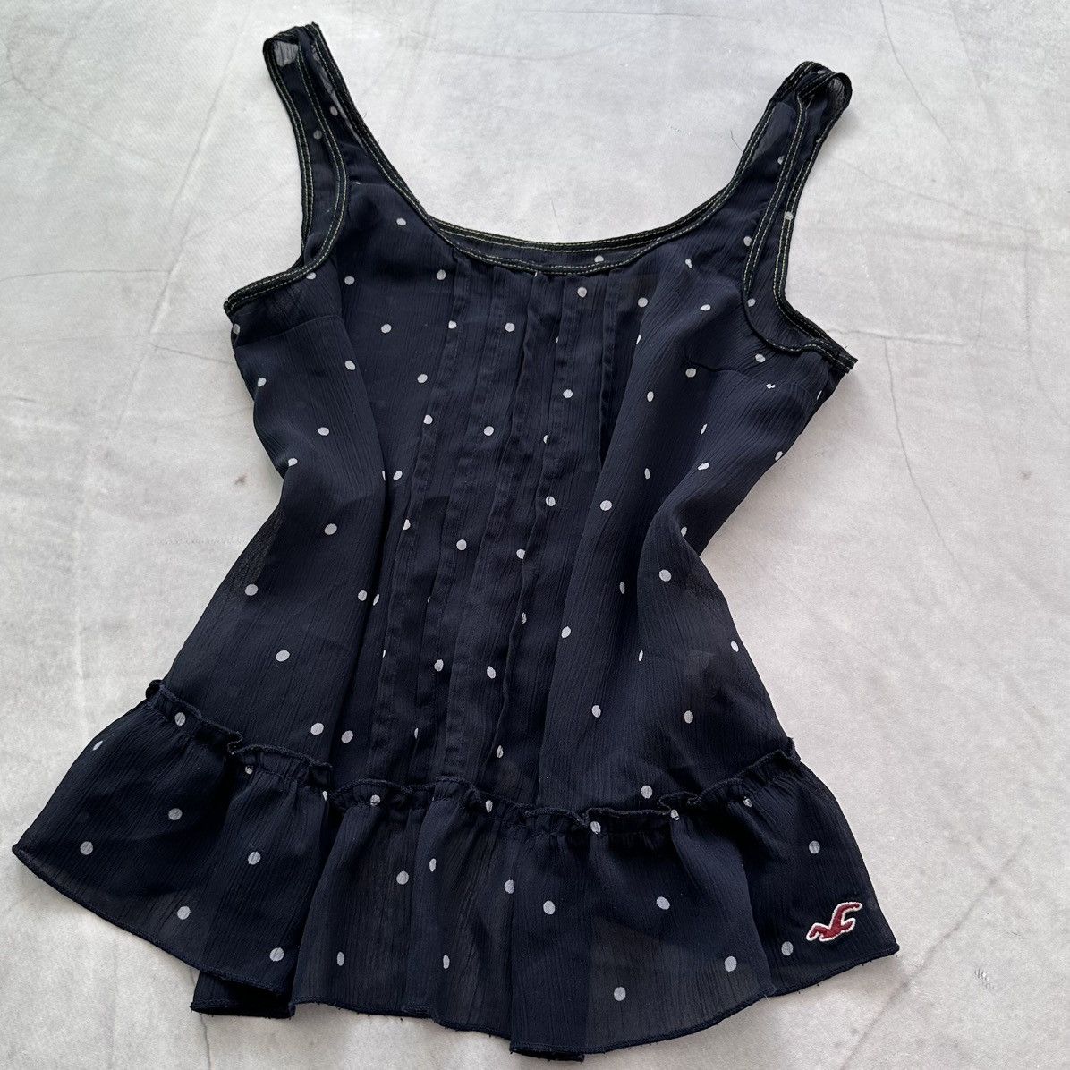 Abercrombie & Fitch Hollister Cute Dot Babydoll Top Blouse Mesh Cop Copine Vibe Size XS / US 0-2 / IT 36-38 - 2 Thumbnail