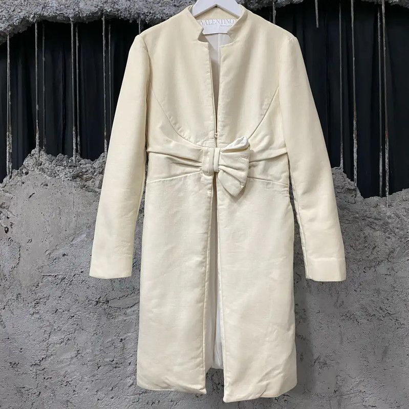 Valentino Valentino Women's Long Cream Coat 0089 Size ONE SIZE - 1 Thumbnail