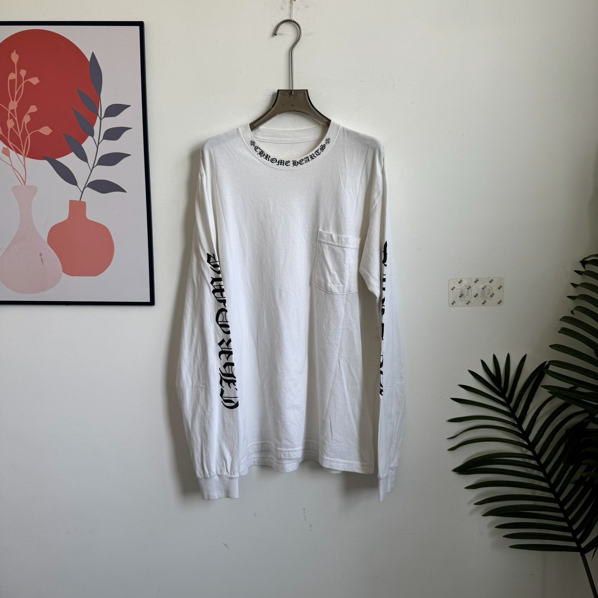 Chrome Hearts Chrome Hearts Scroll Label Sleeve Print White