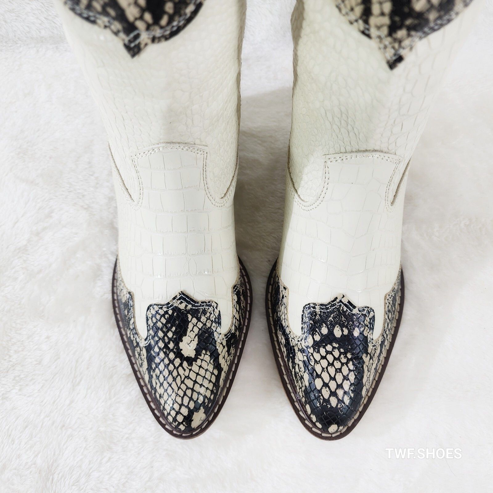 Other Snake Bite Cream Western Reptile Cowboy Pull On Country Cowg Size US 7 / IT 37 - 9 Thumbnail