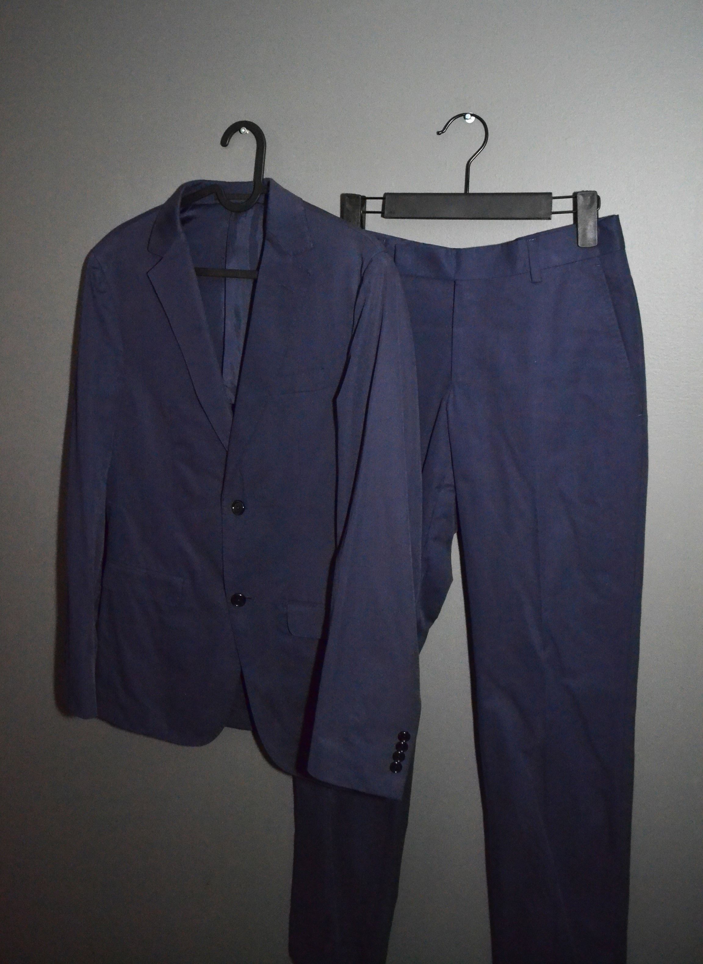 Z Zegna Z Zegna Modern Drop 8 Deco Blue Cotton Suit 44 R Size 44R - 2 Thumbnail