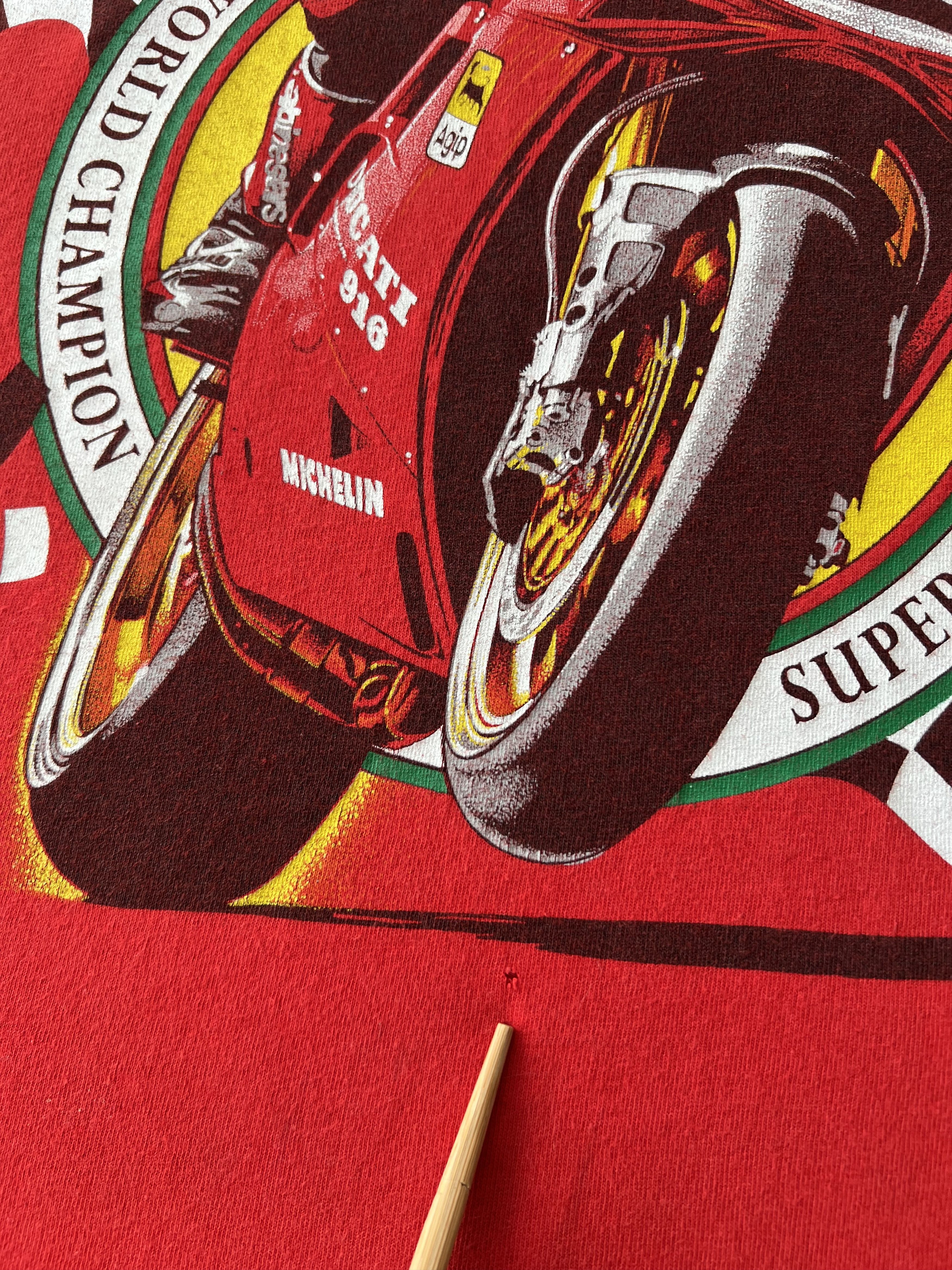 Vintage Vintage 90s Ducati 916 Superbike Moto Racing Red T-shirt Size US L / EU 52-54 / 3 - 6 Thumbnail