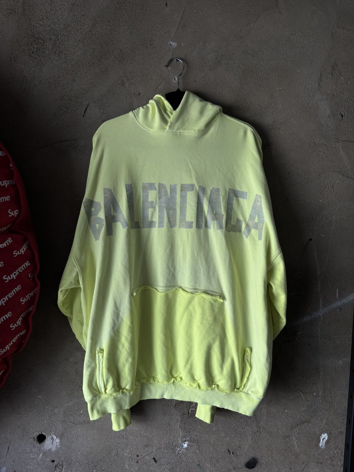 Balenciaga Tape Type Ripped Pocket Hoodie Size 4 (Fits XL)