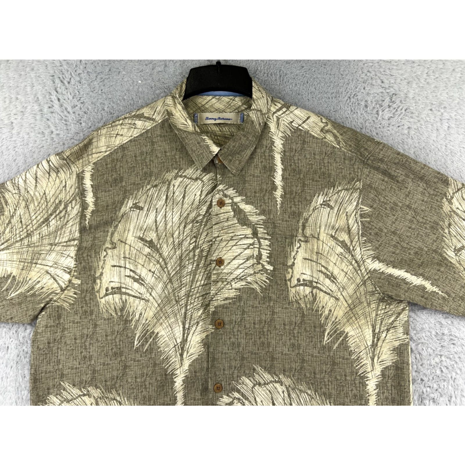 Tommy Bahama Tommy Bahama Shirt Mens XL Beige 100% Silk Abstract Palm Frond Print Shirt Size US XL / EU 56 / 4 - 6 Thumbnail
