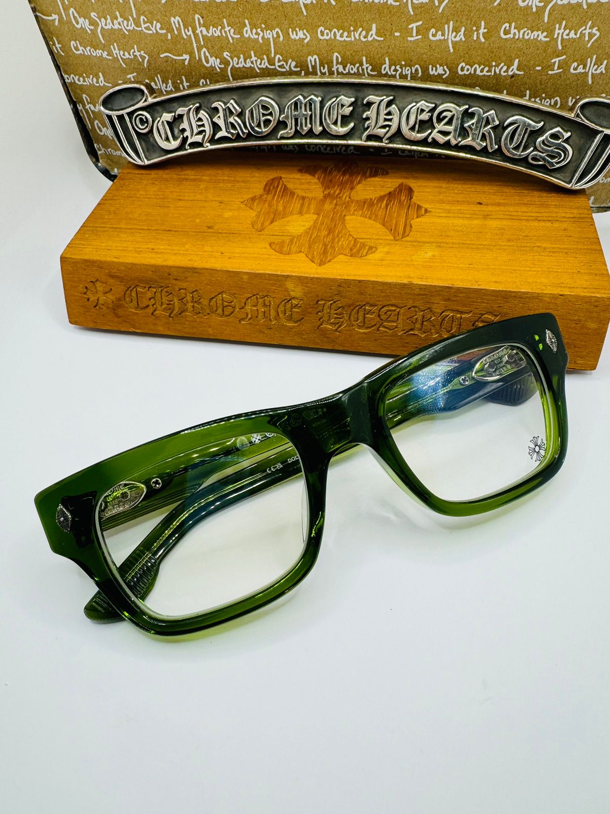 Pre-owned Chrome Hearts Crypdic Glasses In Green