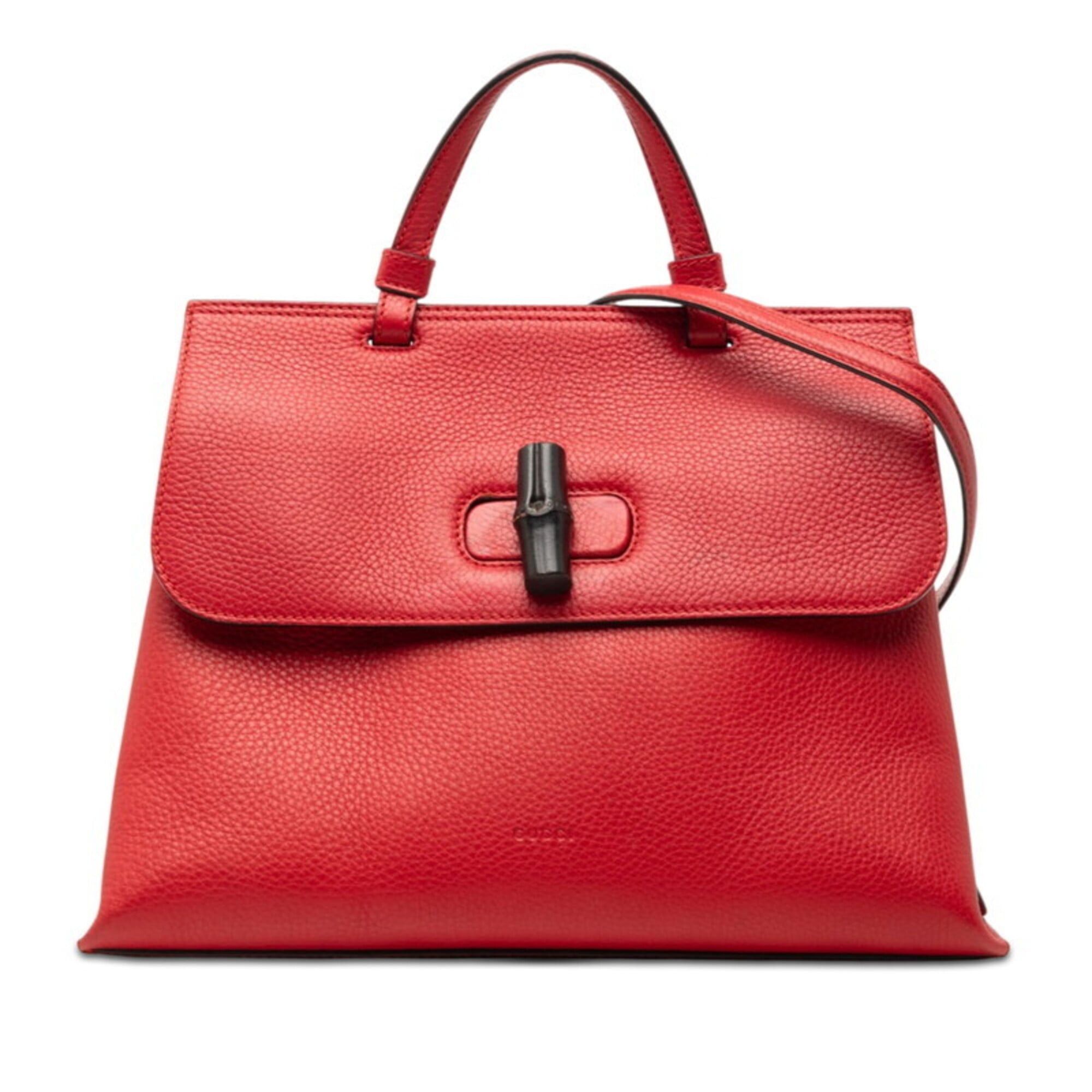 Gucci Gucci Bamboo Daily Handbag Shoulder Bag 2WAY 392013 Red Leather Women's GUCCI Size ONE SIZE - 1 Thumbnail
