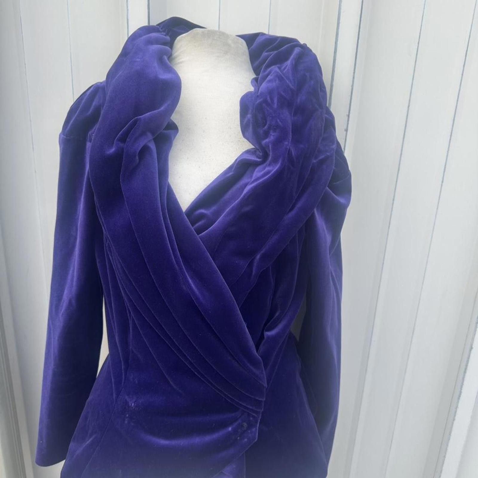 Other Vintage Purple Velvet off - the - shoulder jacket by Watters Size M / US 6-8 / IT 42-44 - 6 Thumbnail