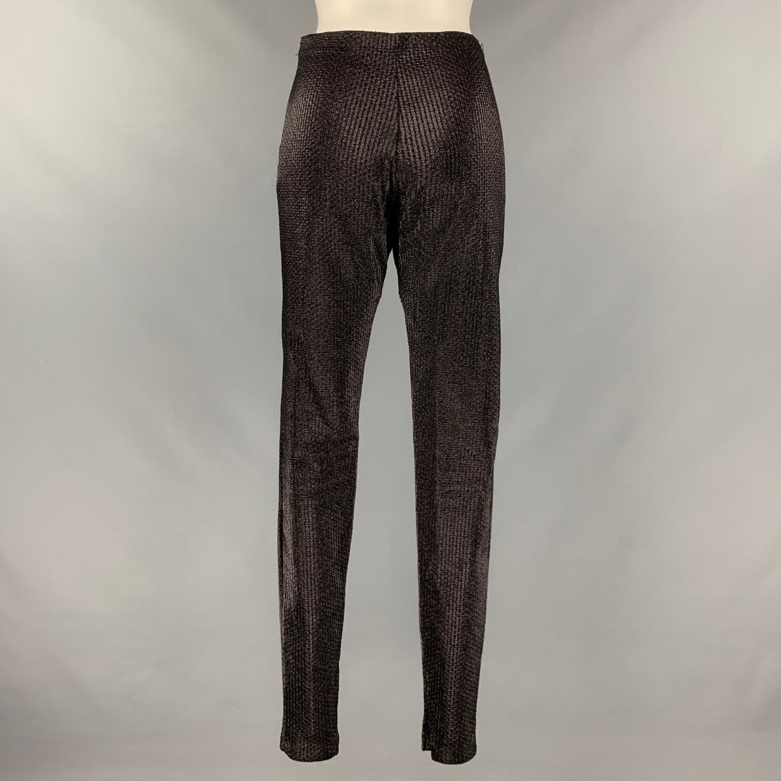 Area AREA Black Viscose Blend Metallic Side Zipper Casual Pants Size 37" - 4 Thumbnail