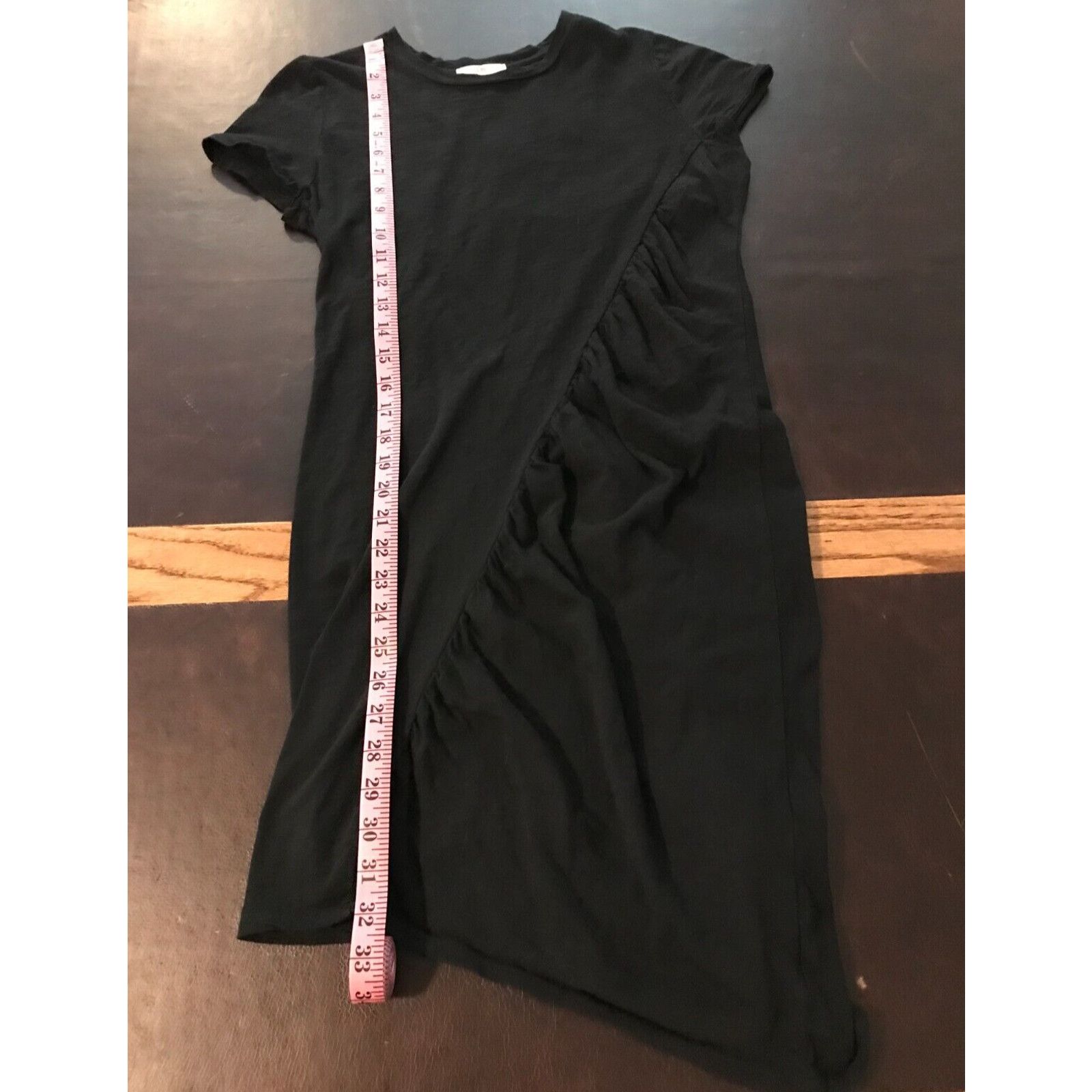 Anthropologie Anthropologie t.la Black Ruched Tee Mini Short Sleeve Dress Size XS / US 0-2 / IT 36-38 - 5 Thumbnail
