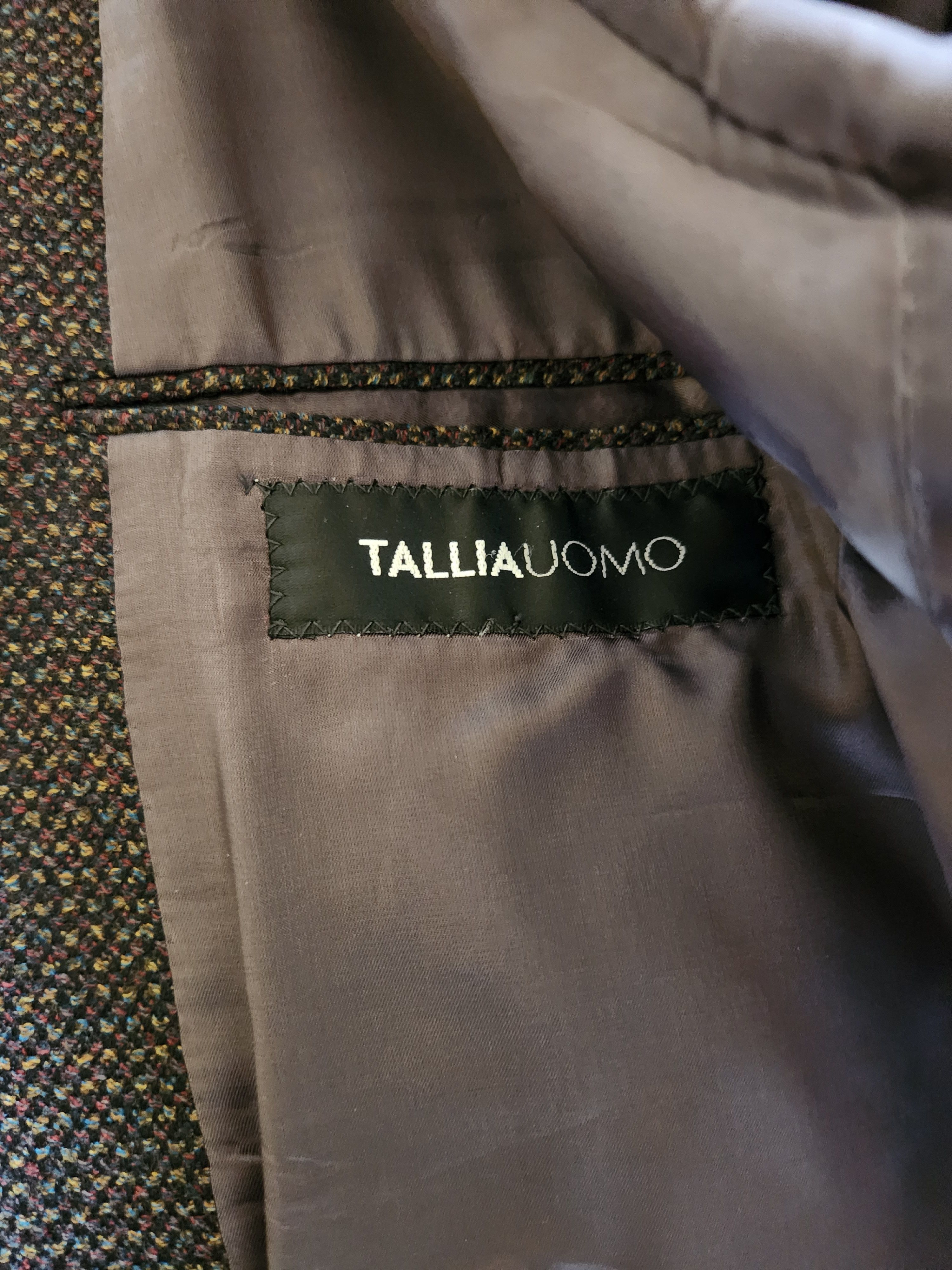 Tallia Vintage Men's 100% Wool Dark Brown Tweed 2 Button Blazer Size 44L - 5 Thumbnail