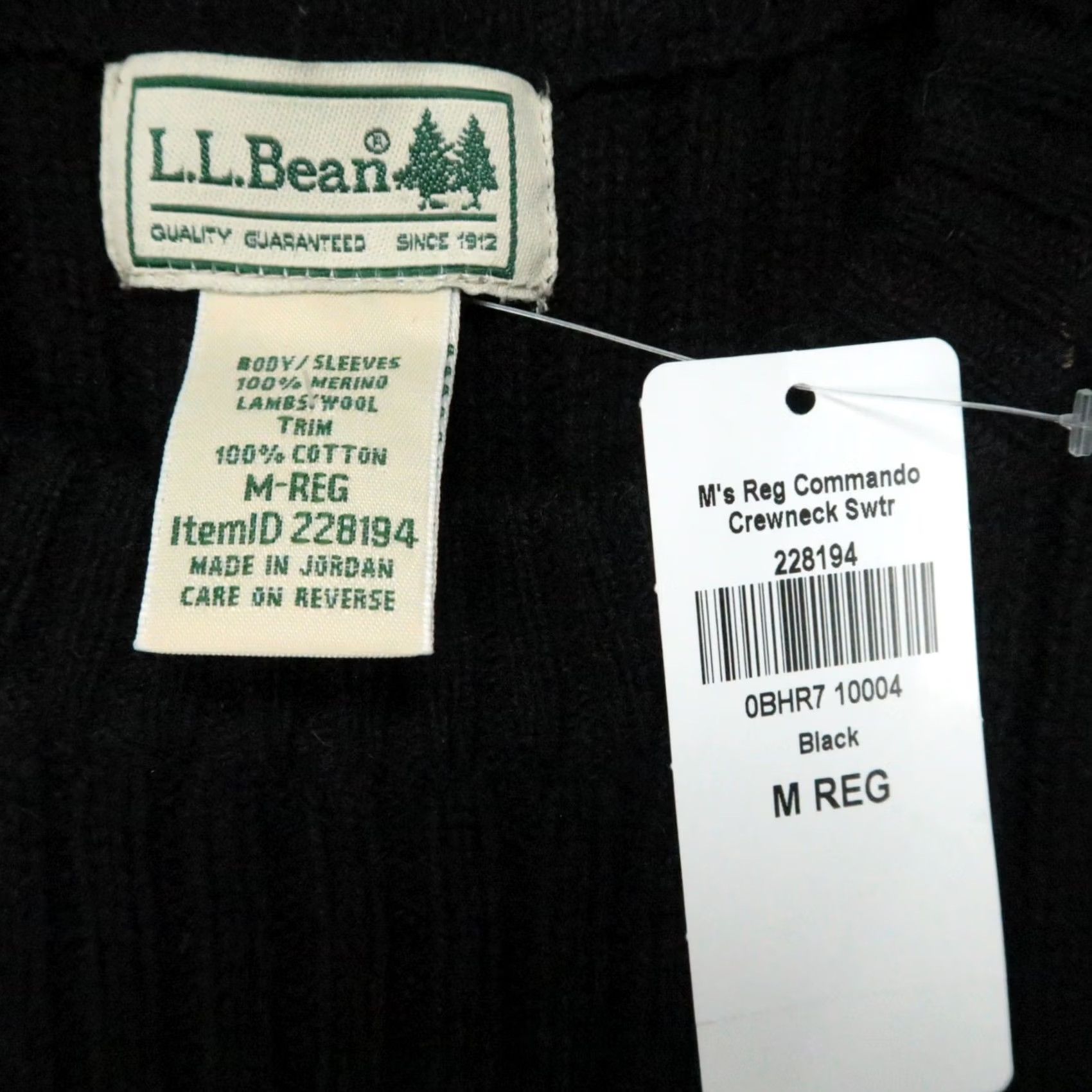Vintage LL Bean Mens Medium Black Commando Crew Merino Lambs Wool Pullover Sweater Size US M / EU 48-50 / 2 - 3 Thumbnail