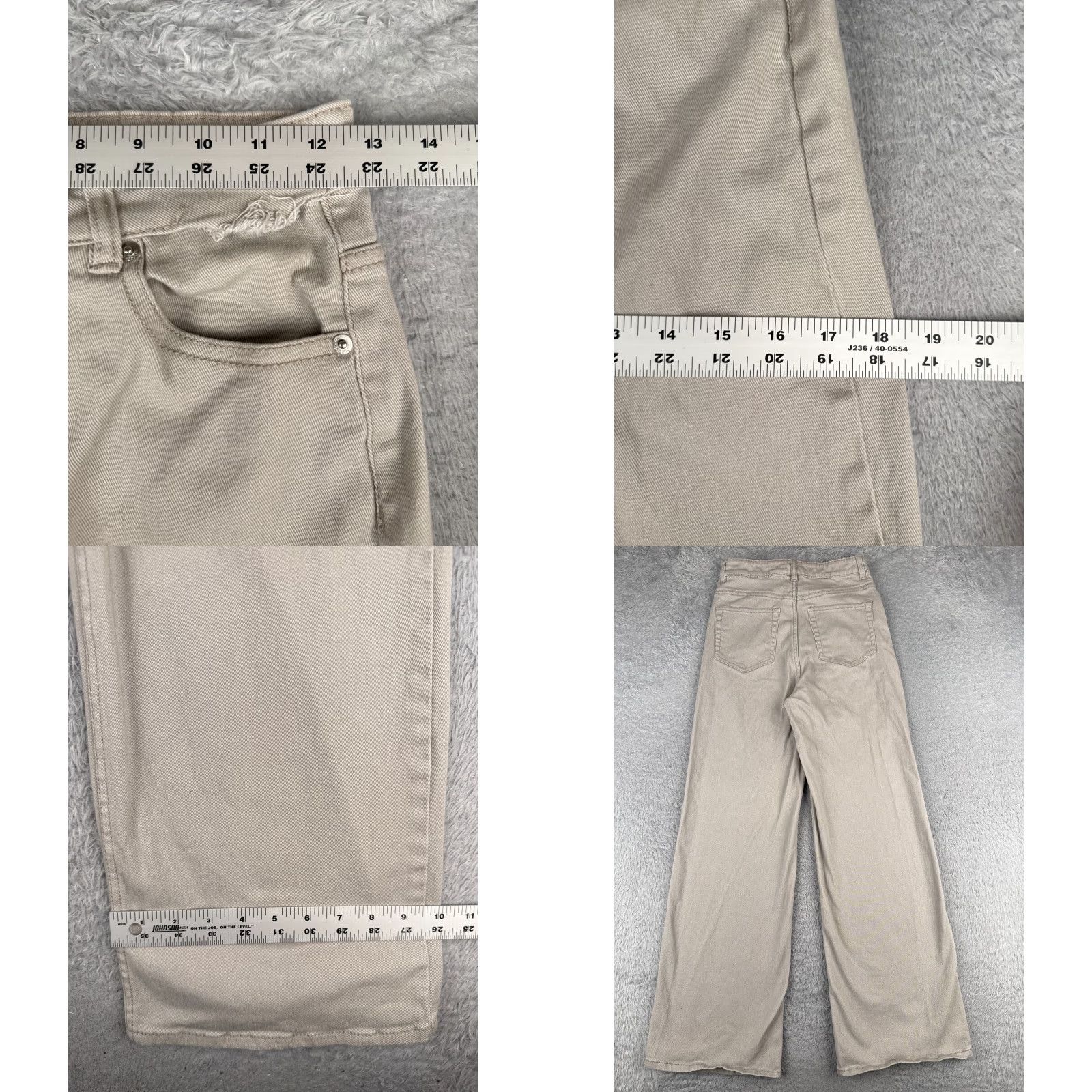 Vintage Divided Jeans Women 6 Beige Denim High Rise Wide Leg Distressed Cotton 26x30 Size 28" / US 6 / IT 42 - 9 Thumbnail
