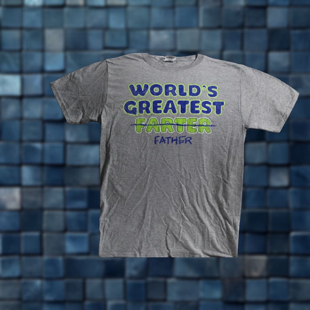 Vintage FUNNY DAD SAYING WORLDS GREATEST FARTER FATHER T-SHIRT Shirt Mens S Gray Graphic Tee Size US S / EU 44-46 / 1 - 1 Thumbnail