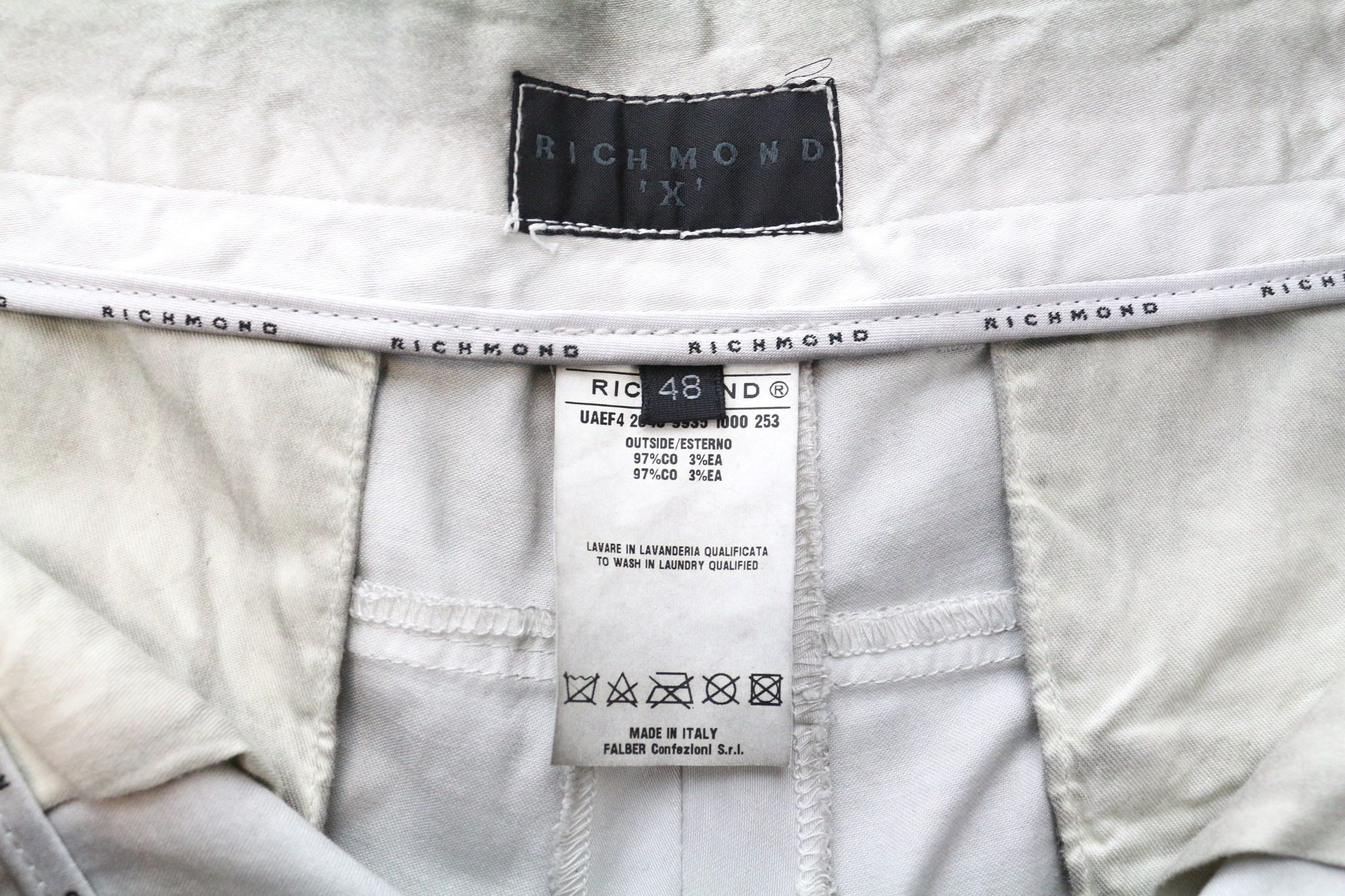 John Richmond 48 Grey Cotton Stretch Aged Look Flat Front Trousers 75851 Size US 32 / EU 48 - 6 Thumbnail