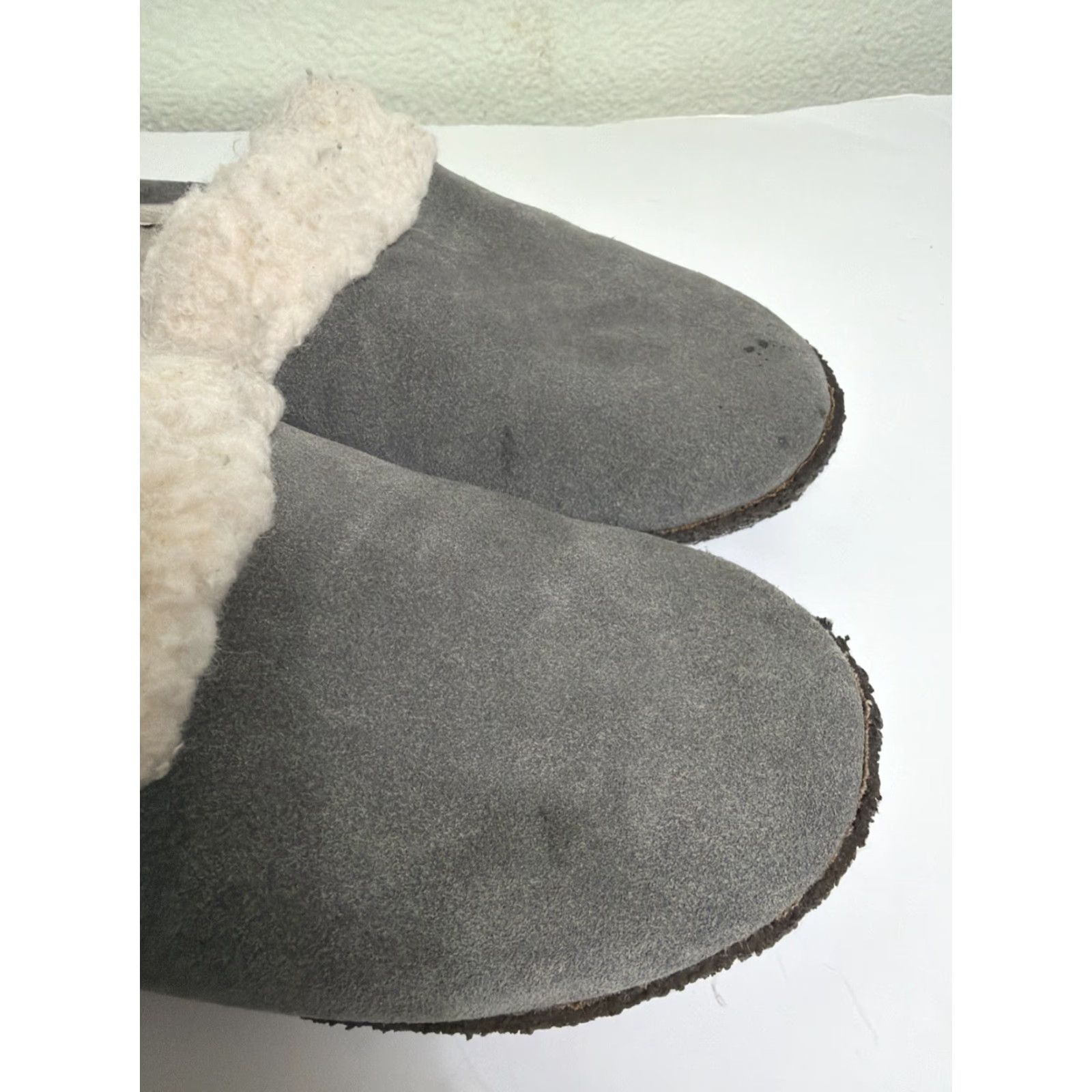 SOREL VINTAGE Sorel Nakiska Slippers Gray Suede/Faux Shearling Slide Women’s UK7 US9 Mens? Size US 7 / IT 37 - 3 Thumbnail