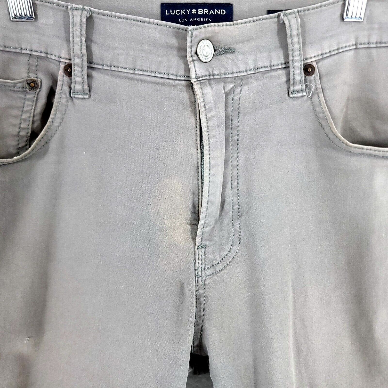 Lucky Brand DAMAGED Lucky Brand 223 Straight Beige Cotton Mid Rise Jeans Size US 36 / EU 52 - 3 Thumbnail