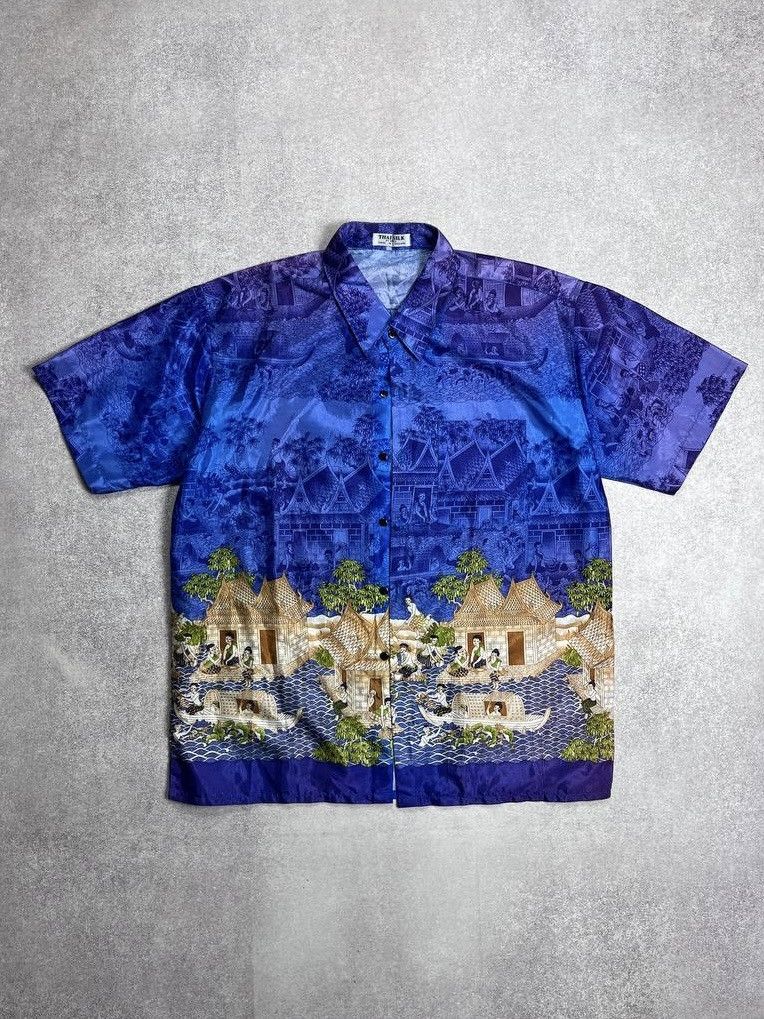 Japanese Brand × Vintage Vintage Thai Silk Alloverprint Japanese If Siz Shirt Y2K L Size US L / EU 52-54 / 3 - 1 Thumbnail