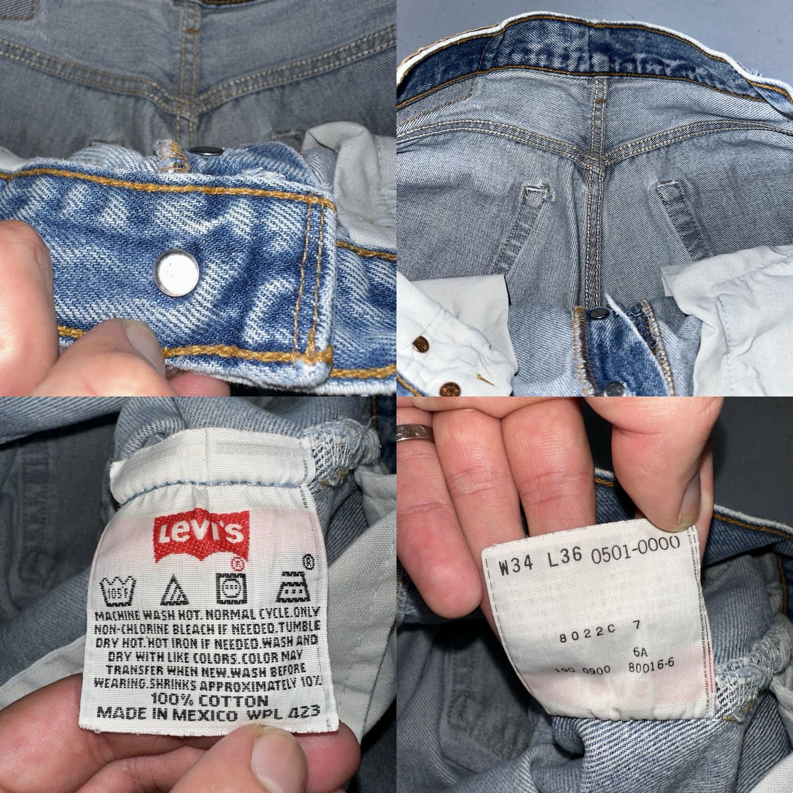 Levi's VINTAGE Levi's 501 Jeans Men 34x36 90s Light Wash Straight Denim Cotton Blue 501 Series Relaxed Classic MENS Size US 34 / EU 50 - 9 Thumbnail