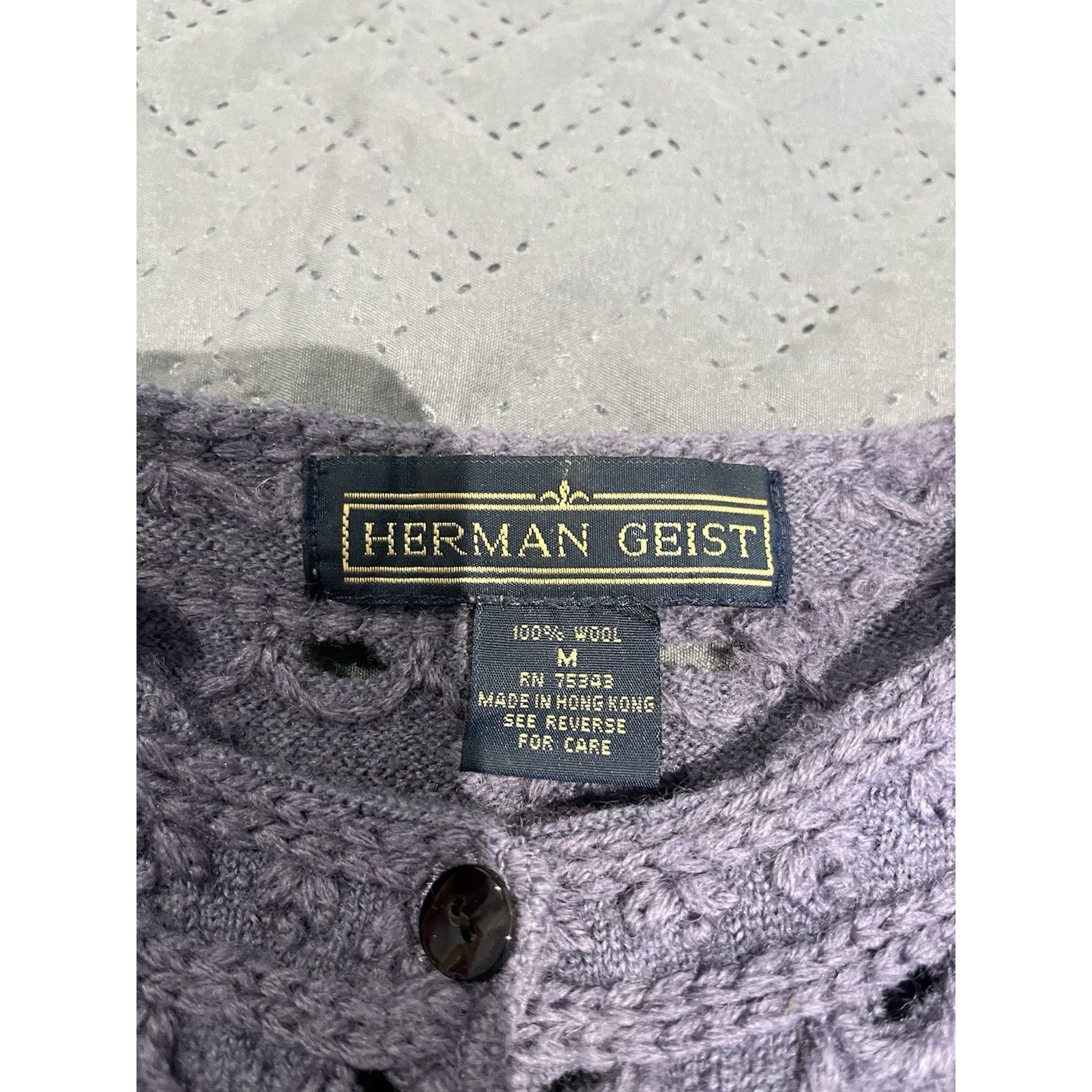 Other Vtg Herman Geist women's M purple 100% wool cardigan sweater Size M / US 6-8 / IT 42-44 - 7 Thumbnail