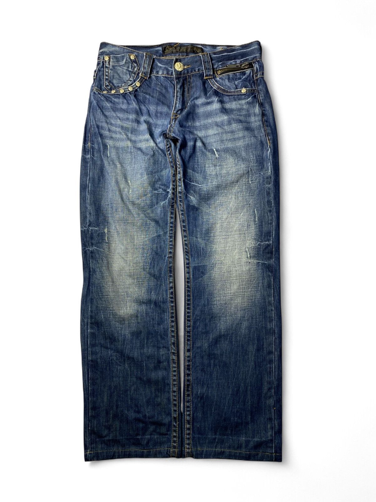 If Six Was Nine Red Papper Skull Flared Jeans Size US 32 / EU 48 - 2 Thumbnail