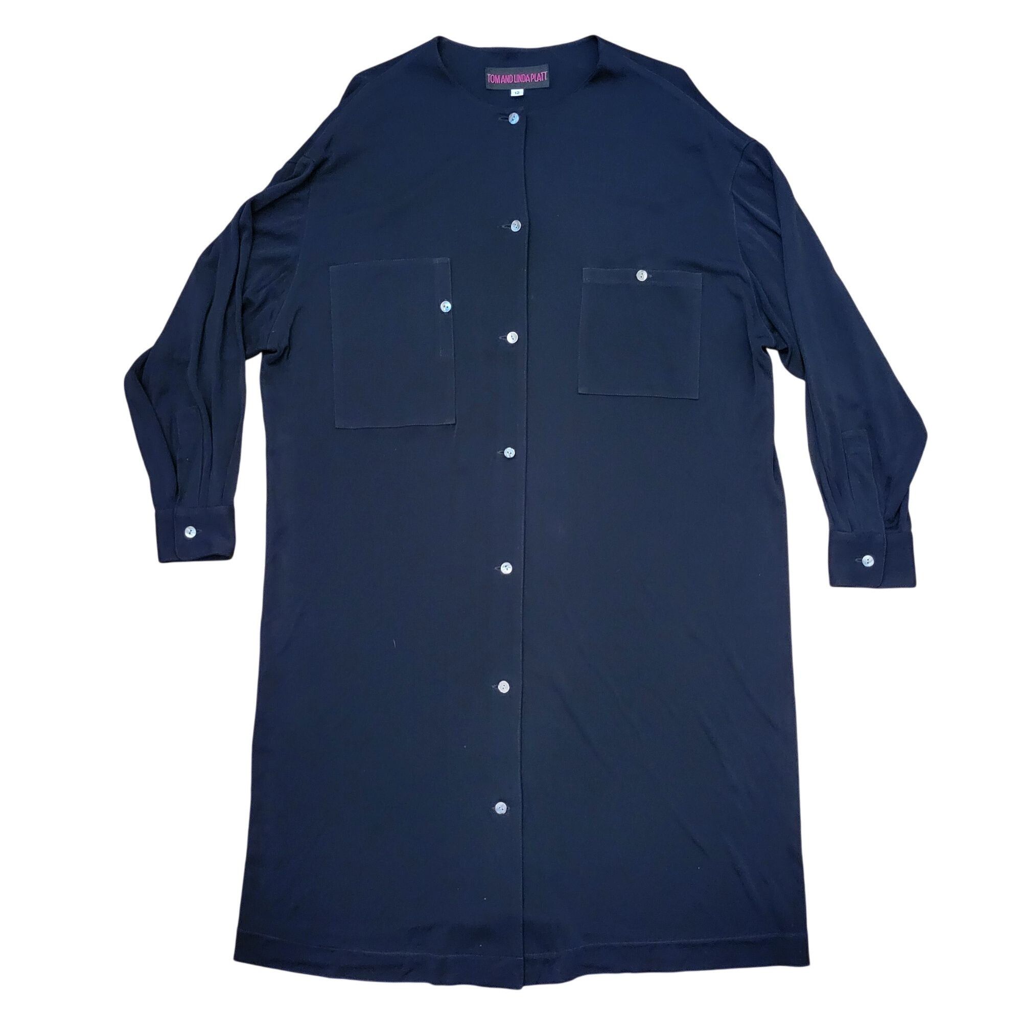 Other Tom Linda Platt Black Button Up Shirt Dress 12 Pockets Profe Size XL / US 12-14 / IT 48-50 - 1 Thumbnail