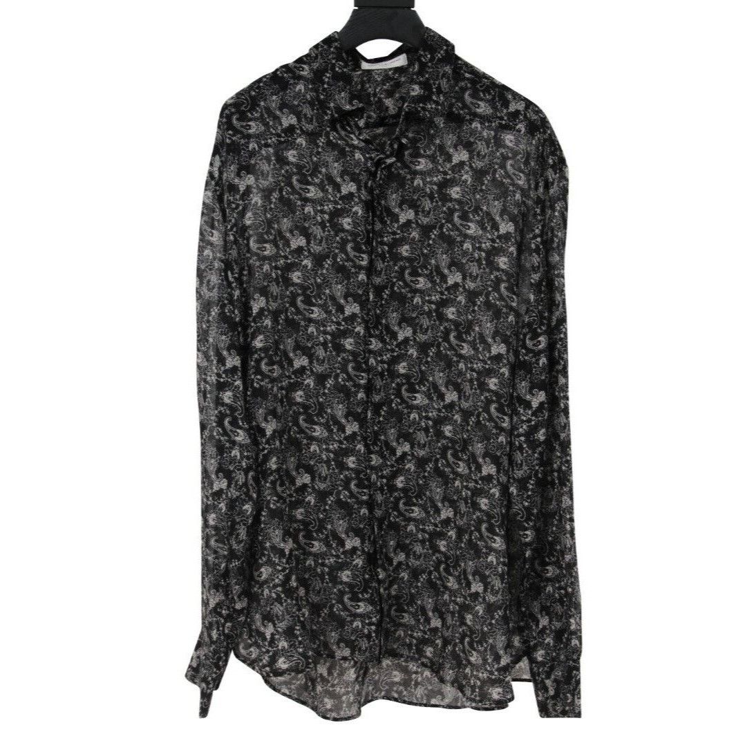 Saint Laurent Paris Paisley Button Down Shirt Size 41 / 16 Black Wool Size US M / EU 48-50 / 2 - 1 Thumbnail