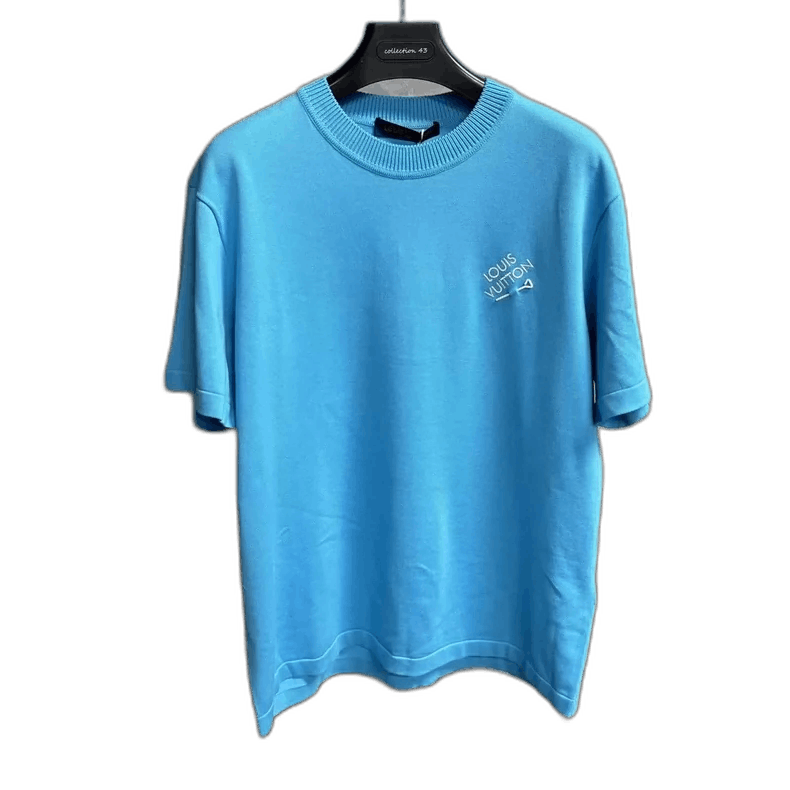 Louis Vuitton Louis Vuitton Blue Embroidered Logo Short Sleeve T-Shirt Size US XL / EU 56 / 4 - 1 Thumbnail