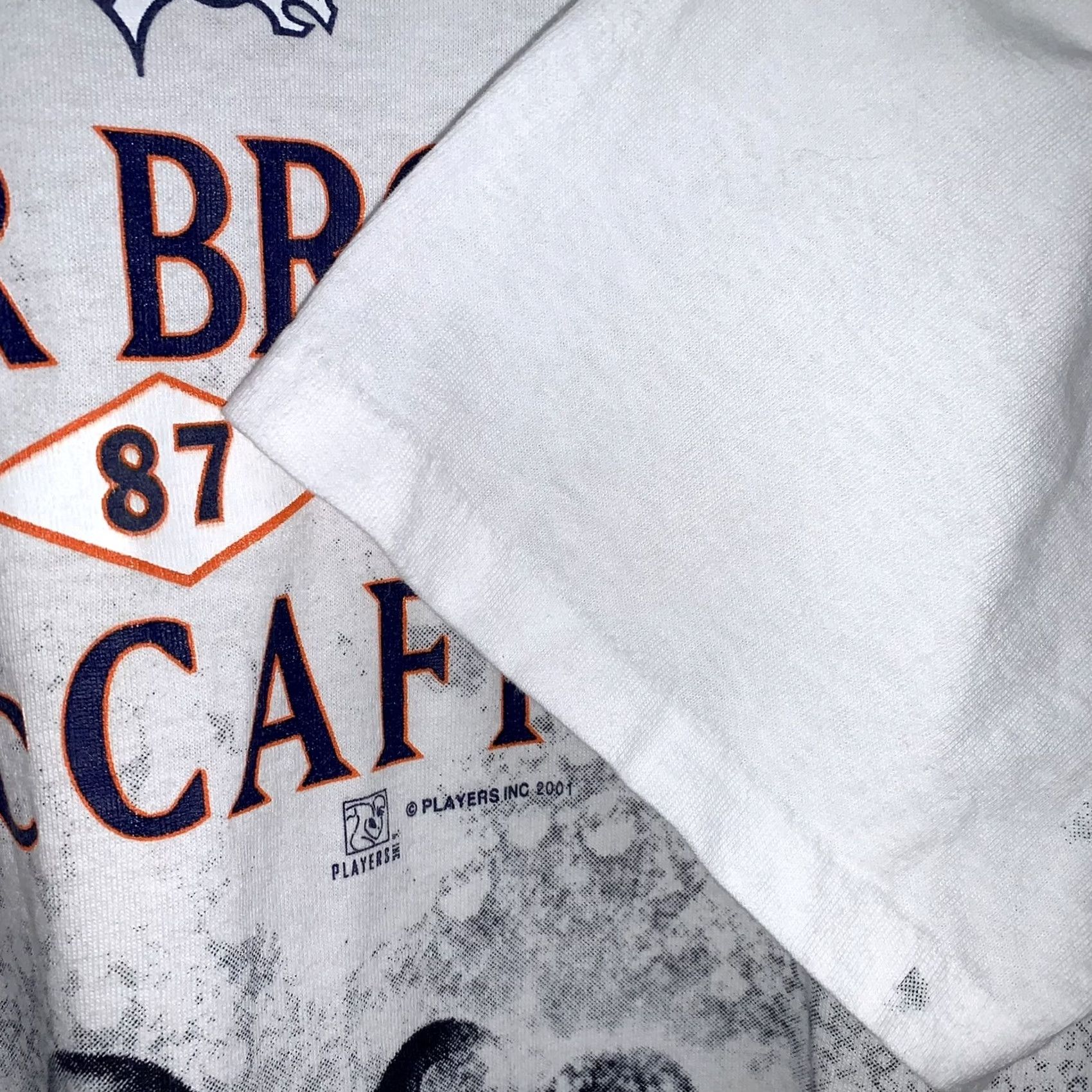 Vintage VINTAGE Denver Broncos Ed Mcaffrey Tee White T-Shirt AOP Single Stitch Sz Large Mens Size US L / EU 52-54 / 3 - 4 Thumbnail