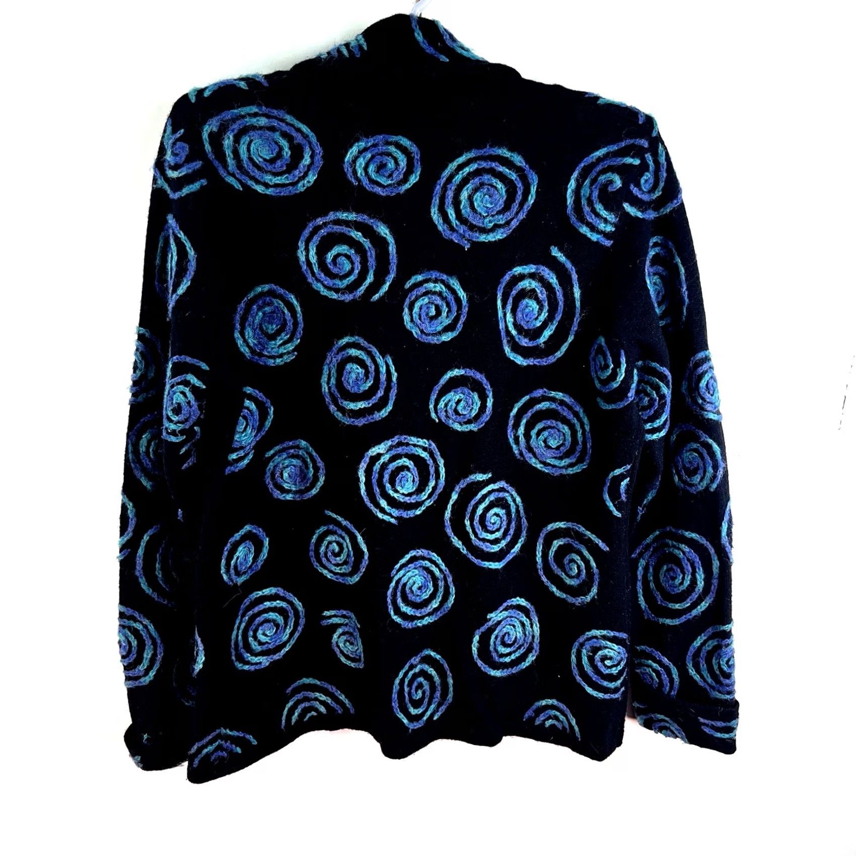 Vintage VTG Sarah Spencer Geometric Art Cardigan Wool Nylon Black Womens 1X Knit V-Neck Long Sleeve Embroidered Geometric Pattern Vintage Cardigan Size XL / US 12-14 / IT 48-50 - 7 Thumbnail