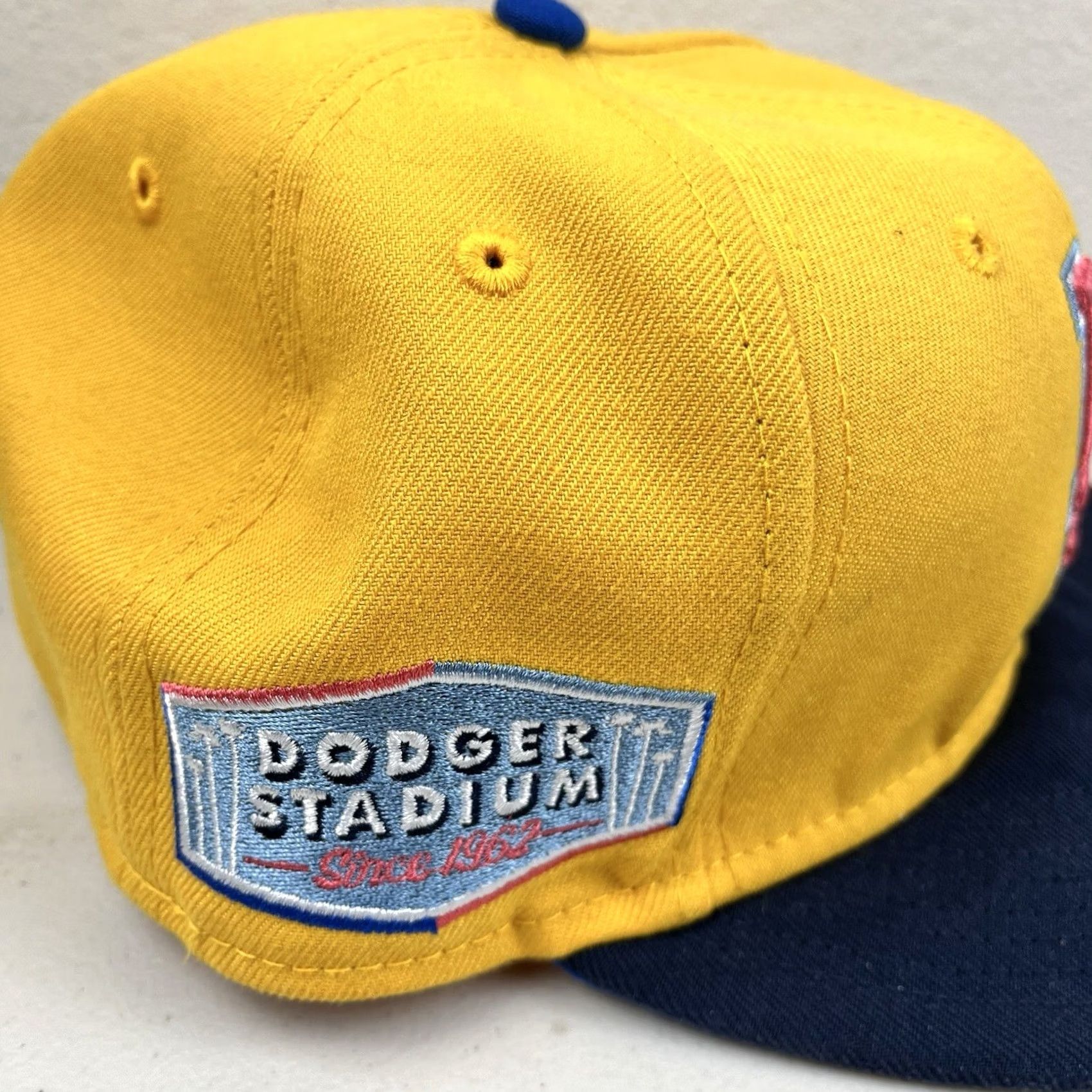 New Era New Era Dodgers 59FIFTY Fitted Hat Baseball Cap 1962 Dodger Stadium Patch 7 1/2 Mens Yellow Size ONE SIZE - 3 Thumbnail