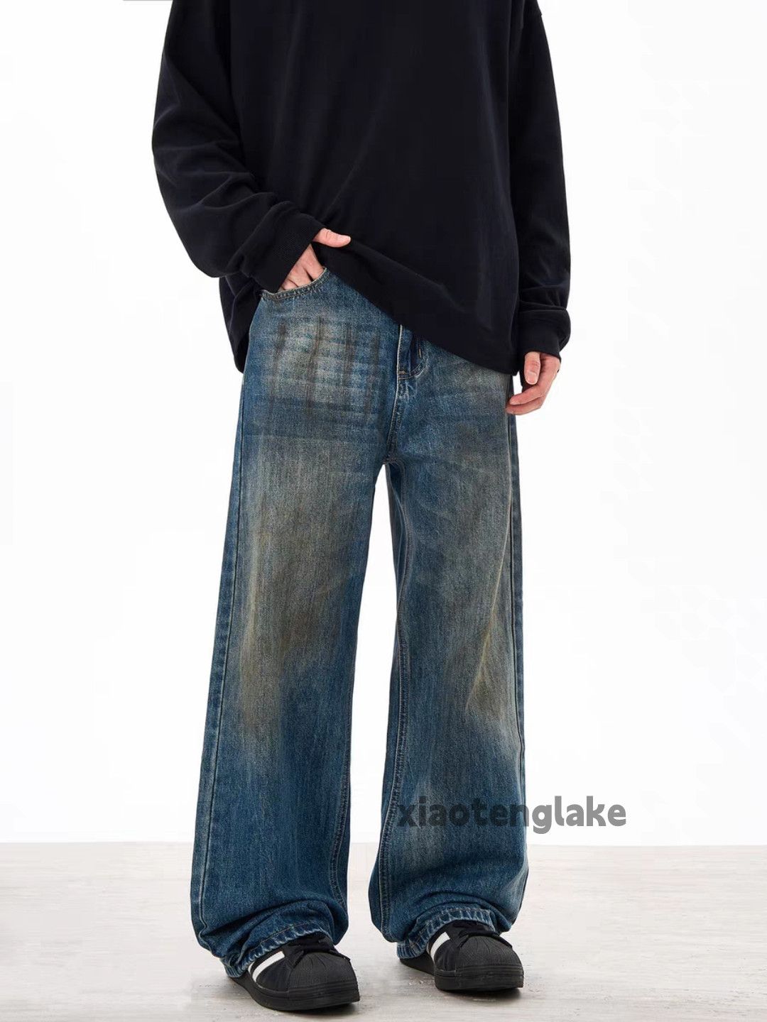 Jean × Vintage washed faded loose baggy skate rusty stain jeans Size US 34 / EU 50 - 5 Thumbnail