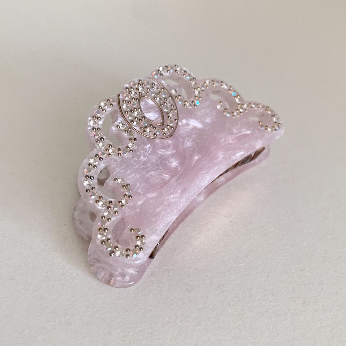 Vintage Vintage large pink crystal hair claw clip Size ONE SIZE - 3 Thumbnail