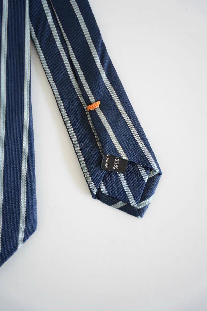 Yohji Yamamoto Yohji Yamamoto Blue & White Stripe Silk Tie K4 Size ONE SIZE - 3 Thumbnail