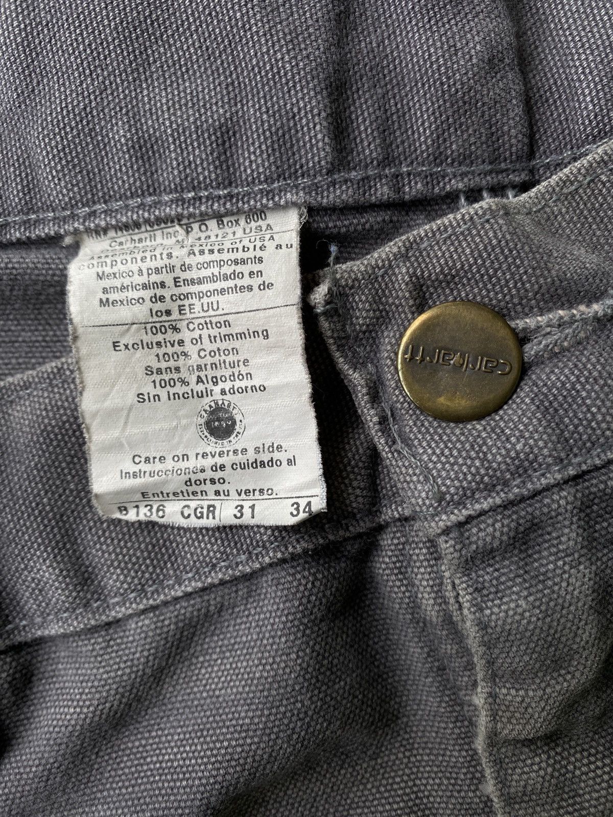 Carhartt × Vintage Vintage Carhartt Double Knee Pants B136 Cement Grey Size US 31 - 5 Thumbnail