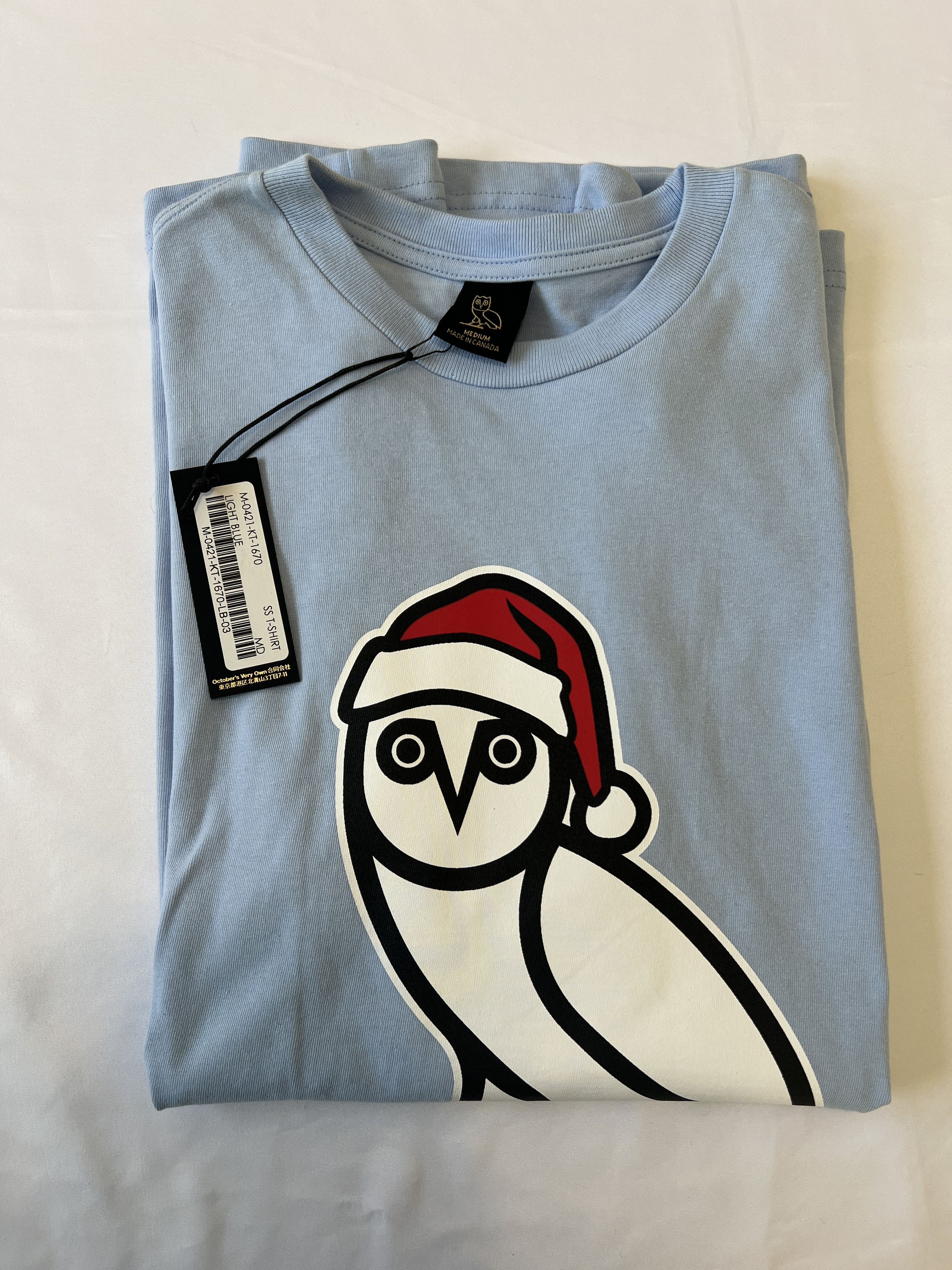 Drake OVO Holiday Santa OG Owl T-shirt Sky Blue Size US M / EU 48-50 / 2 - 5 Thumbnail