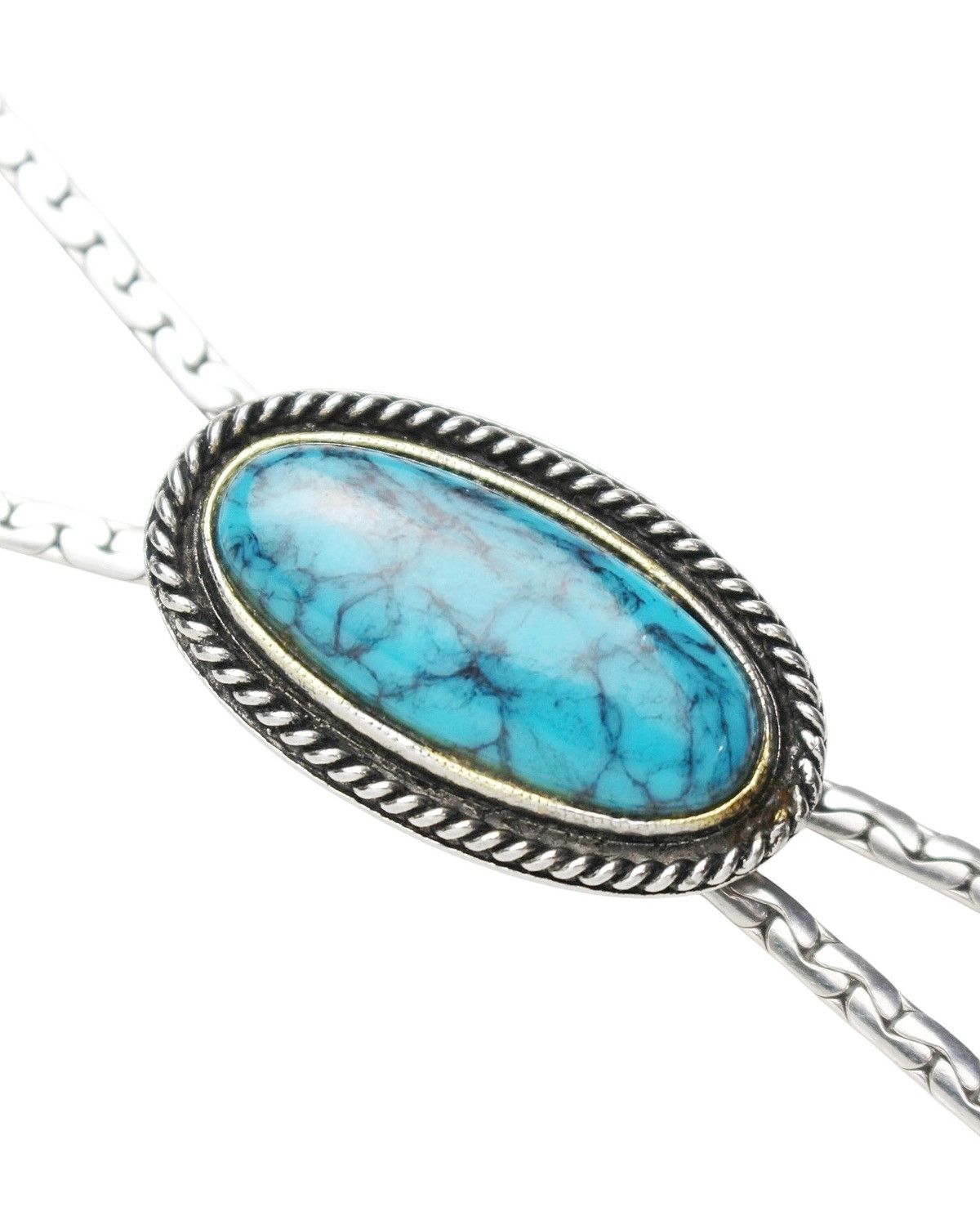 Vintage 1980S GOLDETTE TURQUOISE STAINLESS STEEL BOLO TIE/NECKLACE Size ONE SIZE - 6 Thumbnail