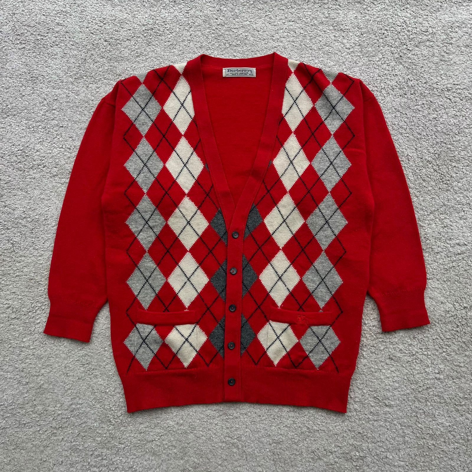 Burberry Vintage 80s 90s Burberrys Wool Cardigan Sweater Size US XL / EU 56 / 4 - 2 Thumbnail