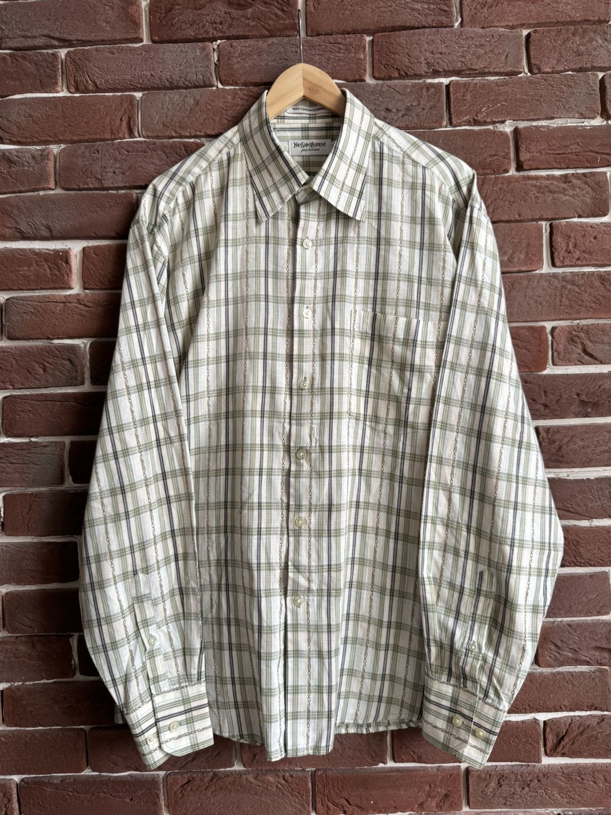 Vintage Vintage 90s Yves Saint Laurent Button Up Shirt Long Sleeve Size US XL / EU 56 / 4 - 1 Thumbnail