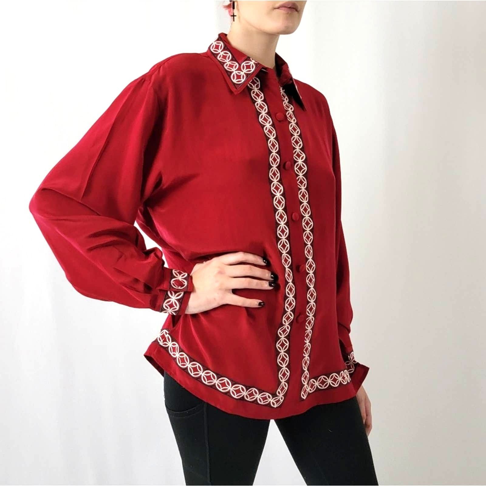 Diane von Furstenberg Vintage 90s Diane Von Furstenburg Silk Blouse Button Up Top Size S / US 4 / IT 40 - 7 Thumbnail