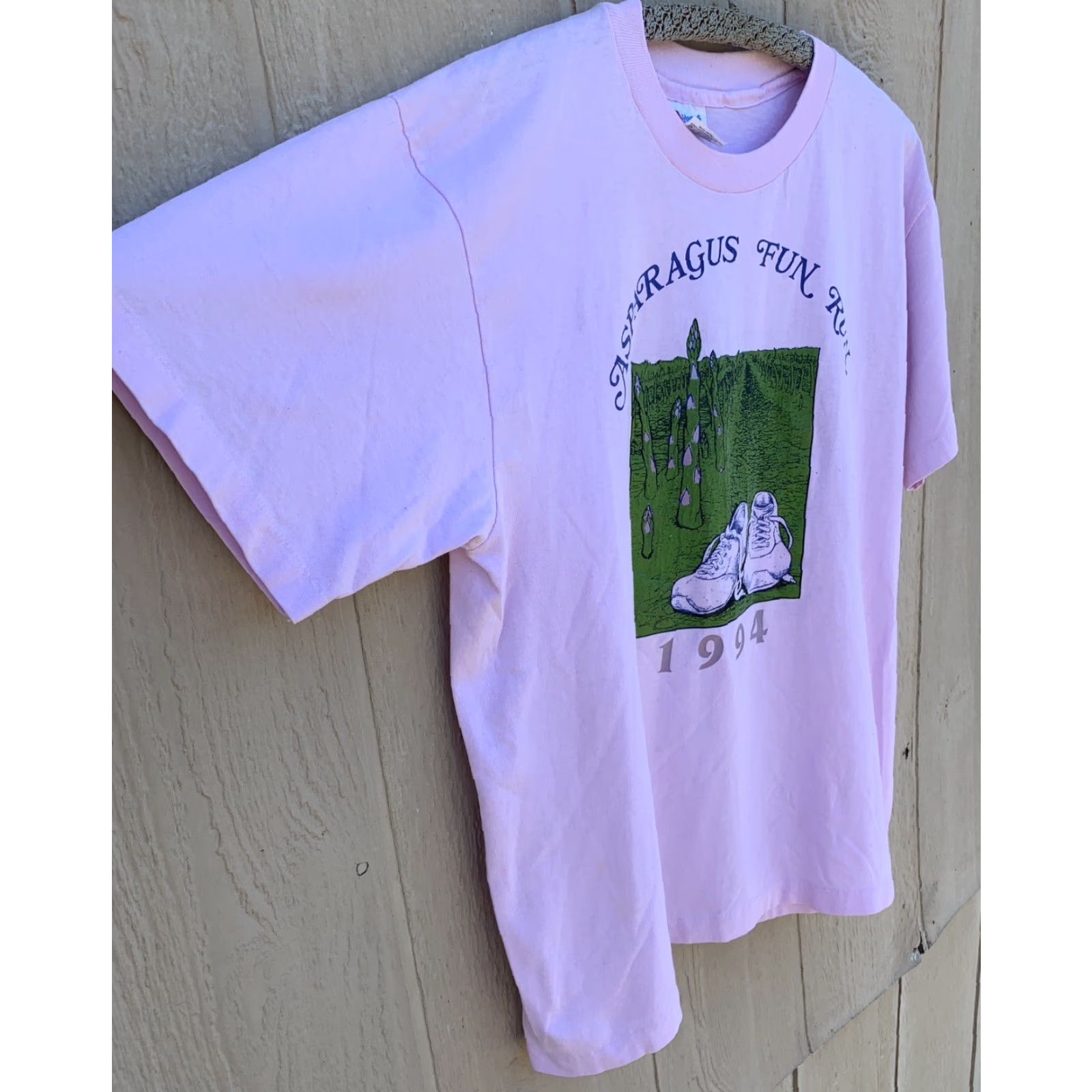 Hanes VINTAGE Hanes Asparagus Fun Run 1994 T Shirt Pink L Men Short Sleeve Graphic Tee 1990s Sportswear/Beach Size US L / EU 52-54 / 3 - 3 Thumbnail