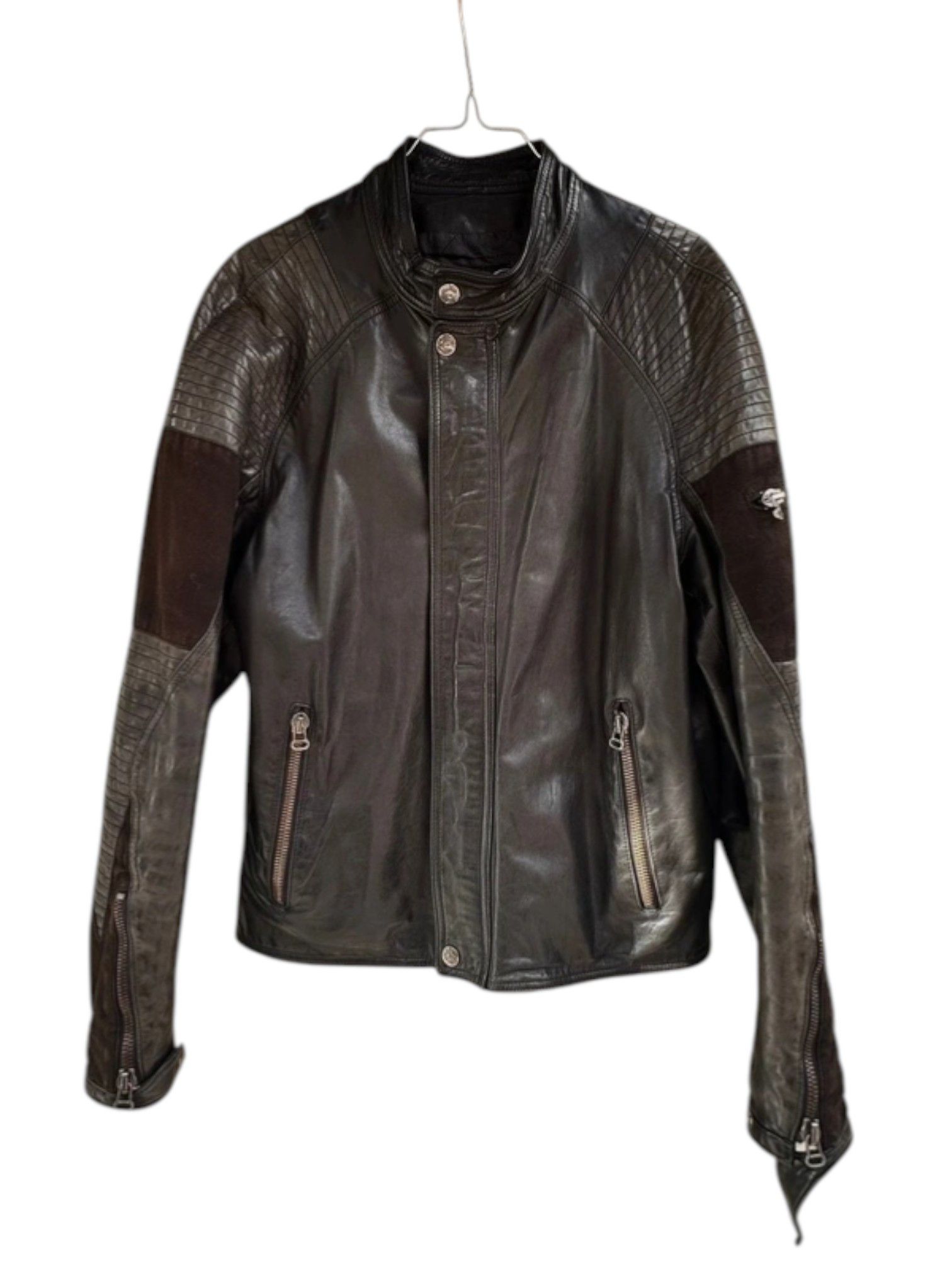 Just Cavalli Just Cavalli Paneled Moto Leather Jacket Size US L / EU 52-54 / 3 - 1 Thumbnail