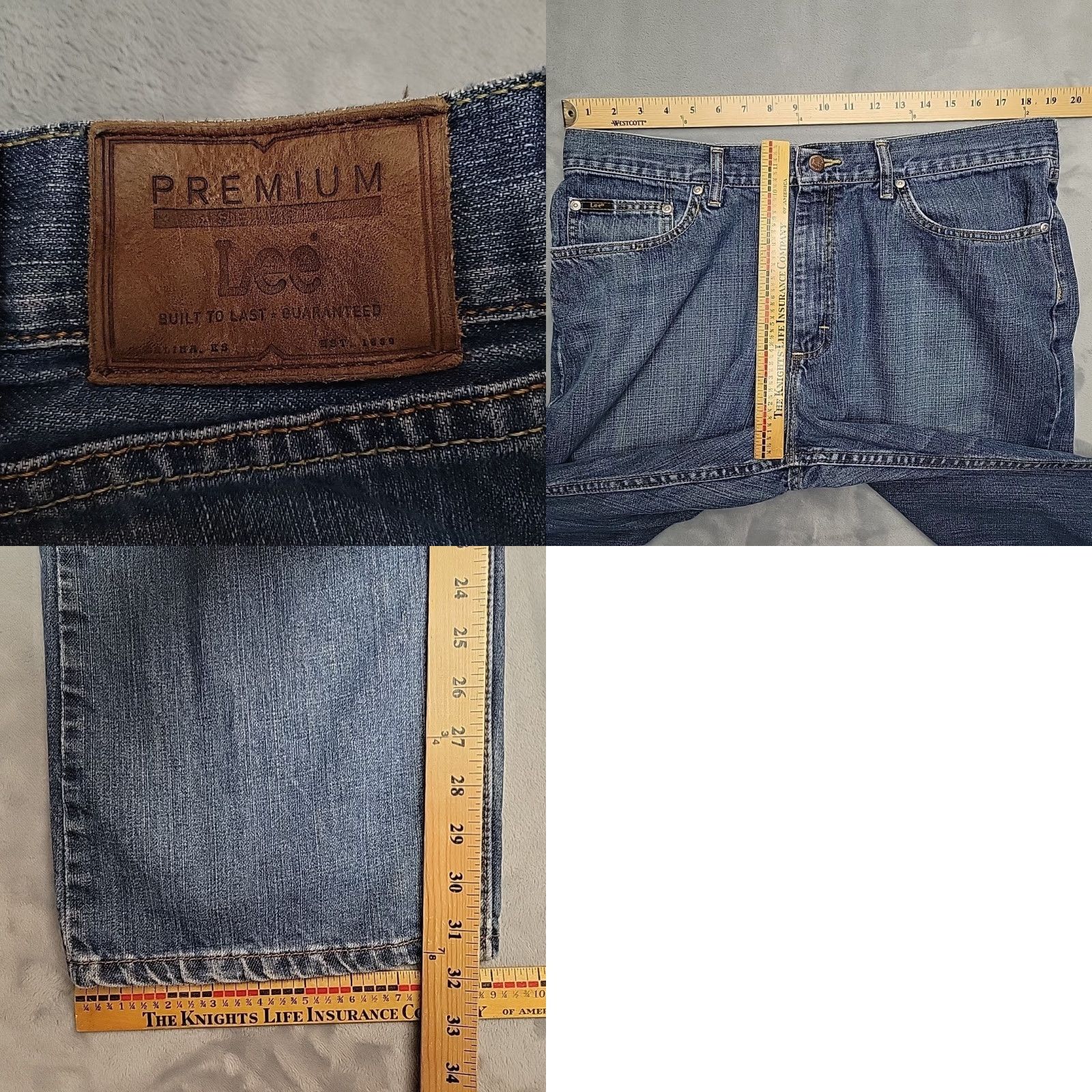 Lee Lee Jeans Men 38x32 Blue Denim Relaxed Fit Straight Leg Med Wash Premium Select Jeans Men 38 Blue Denim Relaxed Straight 90s USA American Mens Size US 38 / EU 54 - 8 Thumbnail