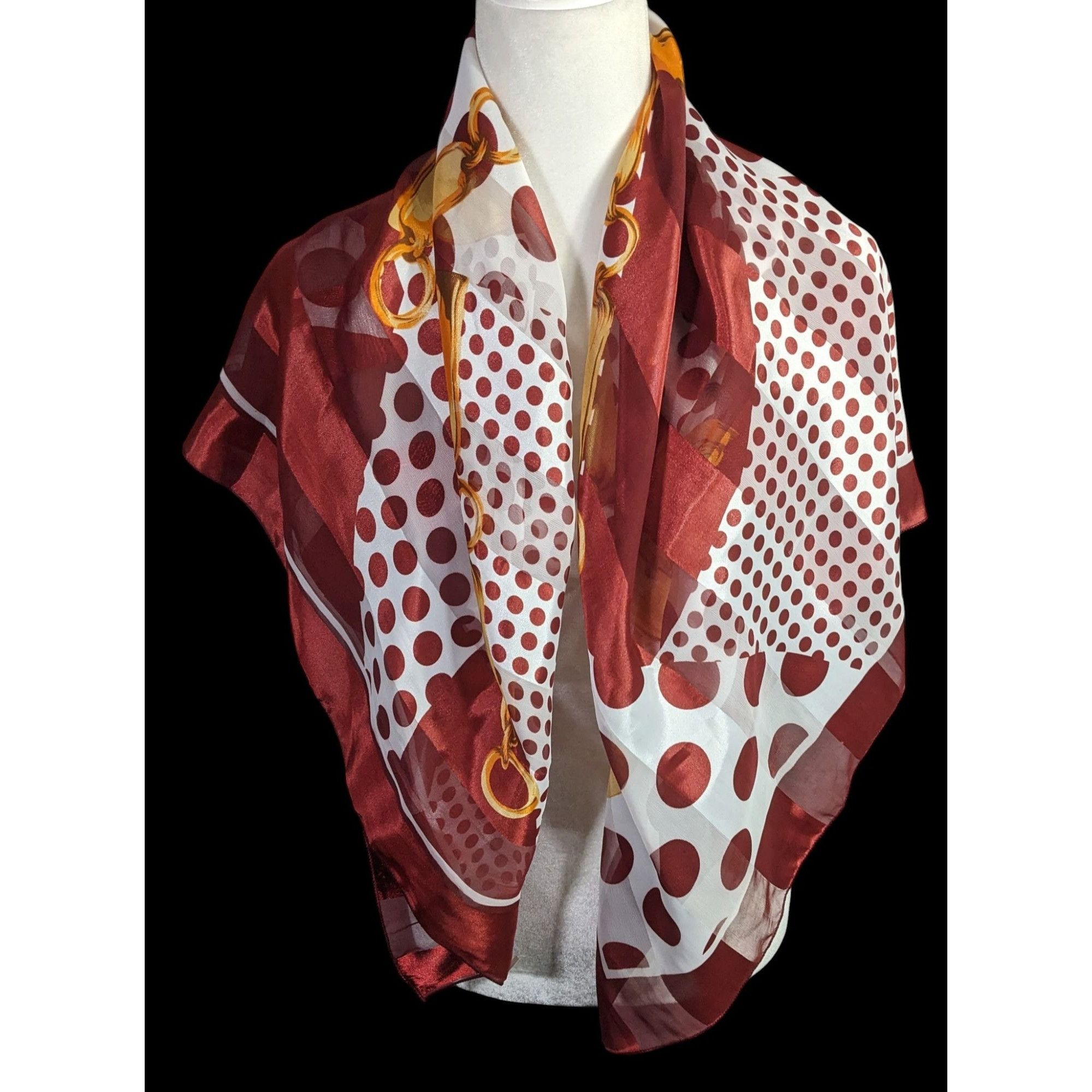 Other Preppy Polka Dot & Chain Print Sheer Scarf Size ONE SIZE - 2 Thumbnail