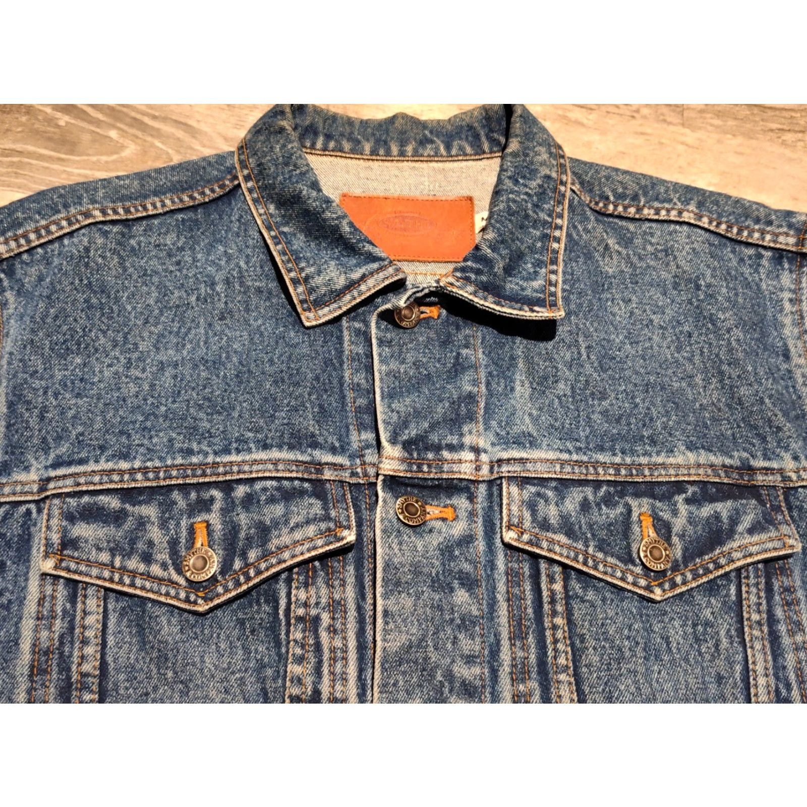 SMYTHE VINTAGE Smythe Denim Jean Jacket Unisex Adults Medium Blue Short Cotton 90s Biker Pockets Button Closure - Casual Jacket Size US 31 - 4 Thumbnail