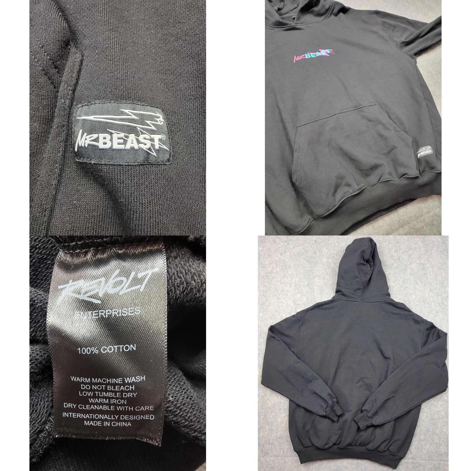 Vintage Mr. Beast Hoodie Mens Small Black Hooded Pullover Embroidered Logo Sweatshirt Size US S / EU 44-46 / 1 - 8 Thumbnail