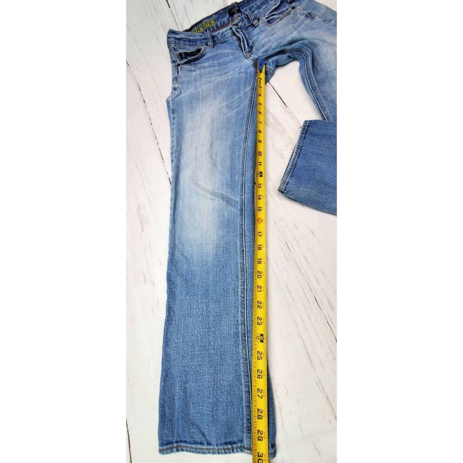 J.Crew J.CREW Toothpick Jeans 30x30 Blue Stretch Denim 2x Light & Dark Wash Women’s 28 Regular Waist 30 Inseam Belt Loops 5-Pocket Vintage: No Size 30" / US 8 / IT 44 - 3 Thumbnail